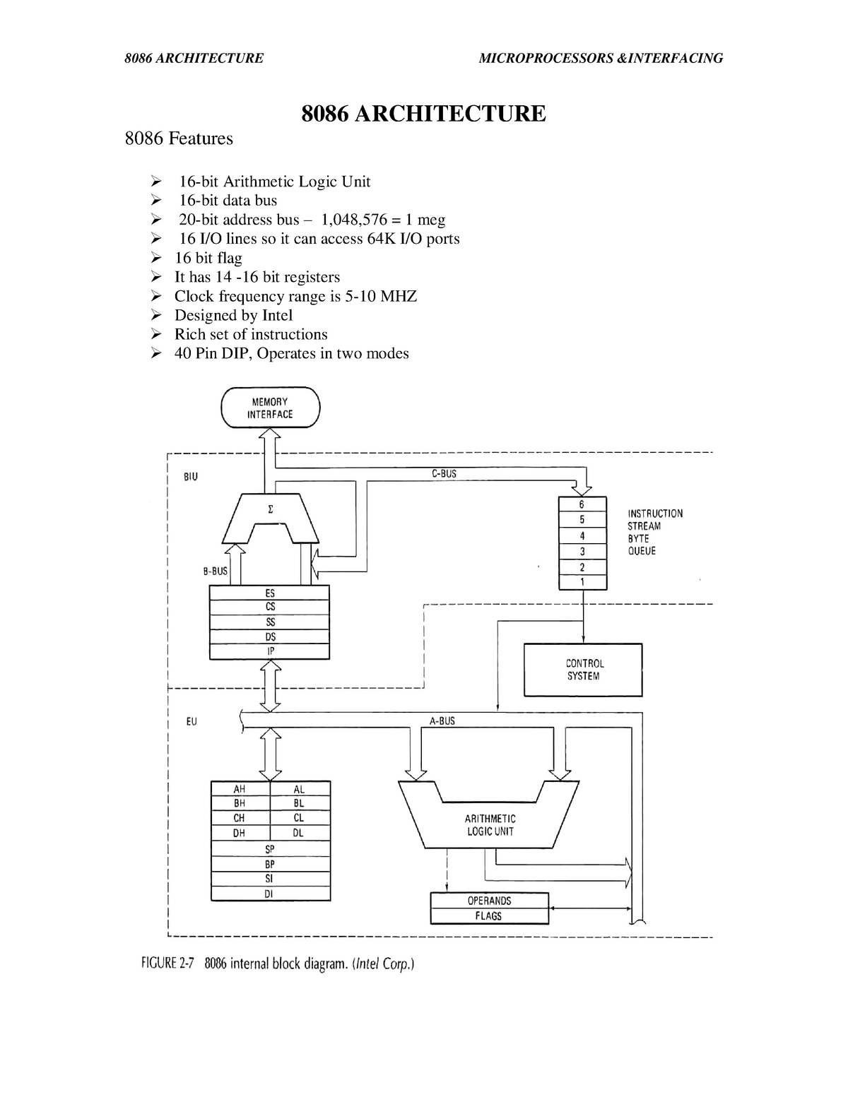 8086 full - full notes of microprocessor - 8086 ARCHITECTURE ...