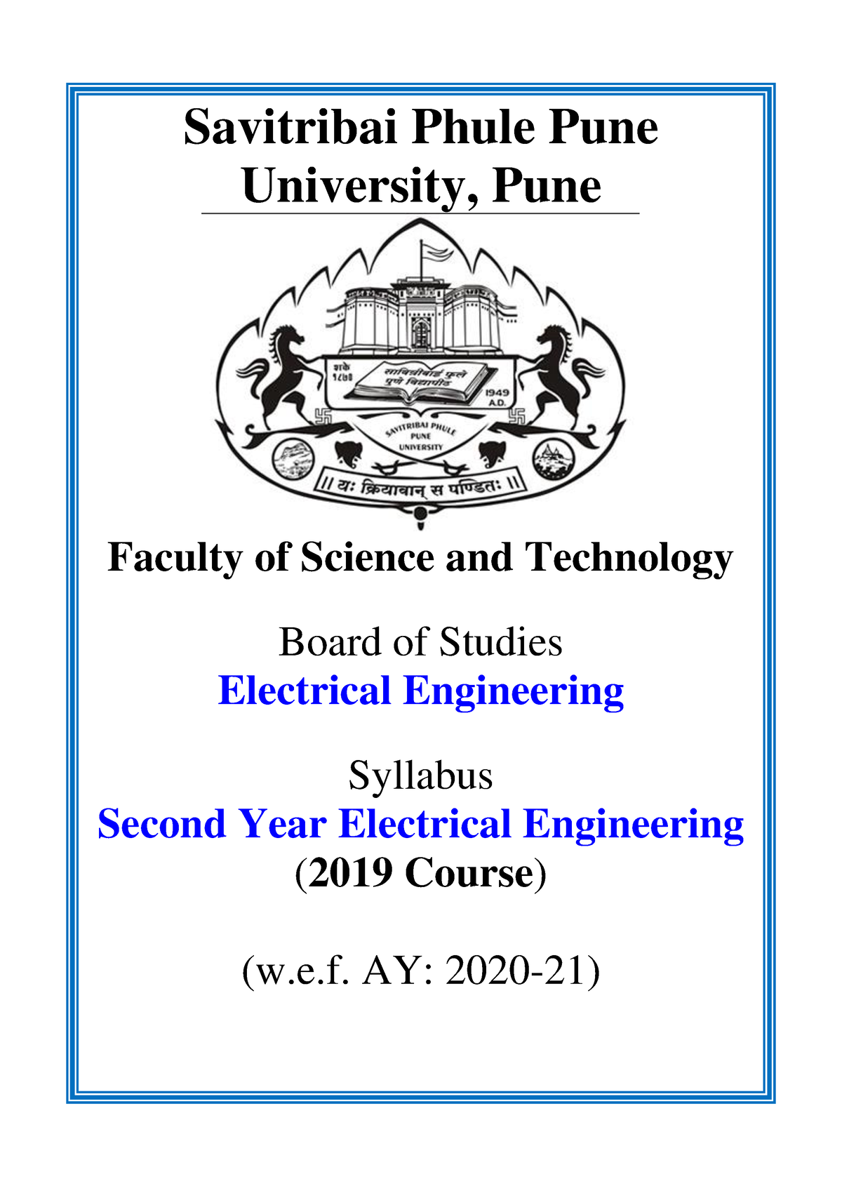 SE Electrical Engg. 2019 Patt 30 - Savitribai Phule Pune University ...