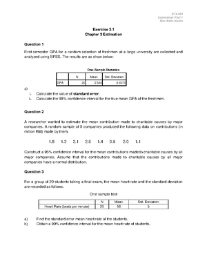 Tutorial 4 STA404 - TUTORIAL 4: HYPOTHESIS TESTING State whether each ...