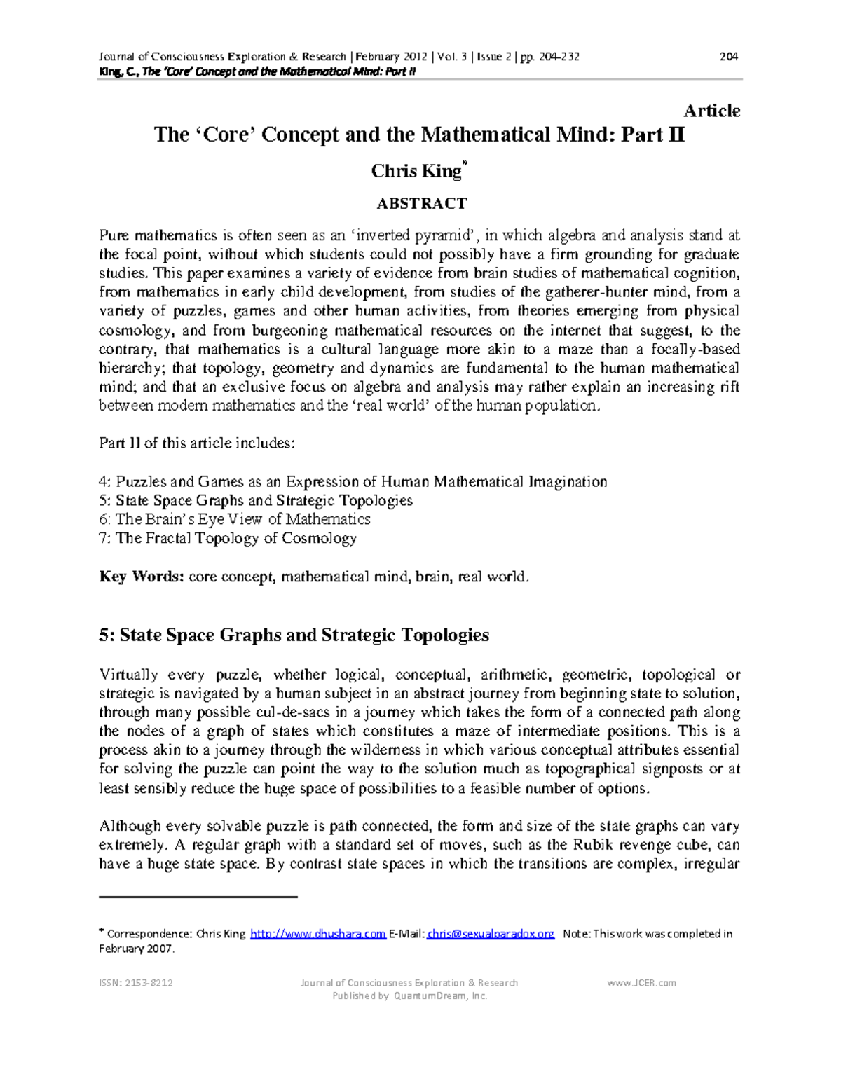 The Core Concept and the Mathematical Mi - ISSN: 2153-8212 Journal of ...