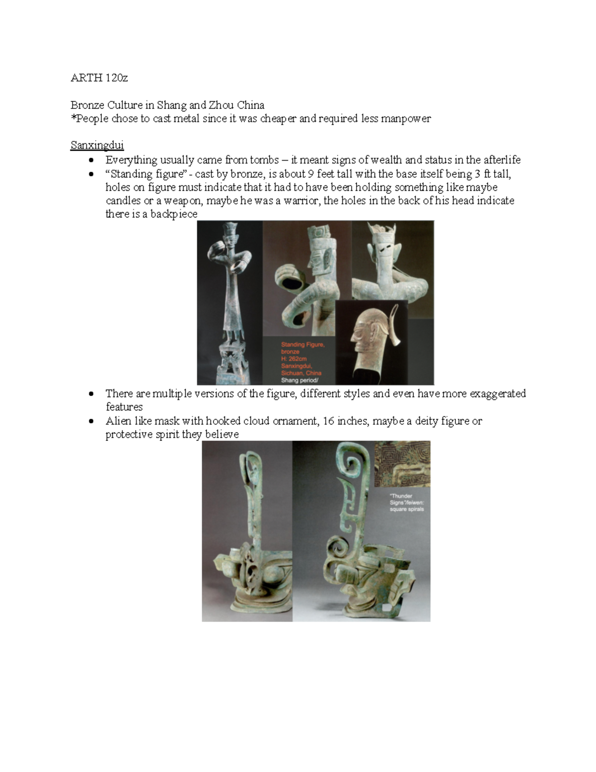 ARTH 120z Bronze culturte ARTH 120z Bronze Culture in Shang and Zhou China *People chose to