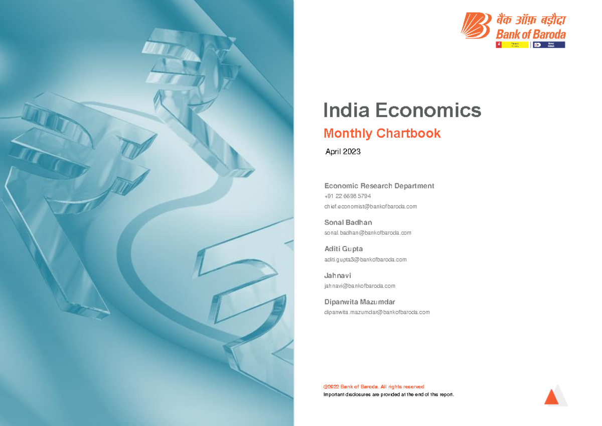 BOB Economics - Monthly Chartbook 12Apr2023 - @2022 Bank of Baroda. All rights reserved ...