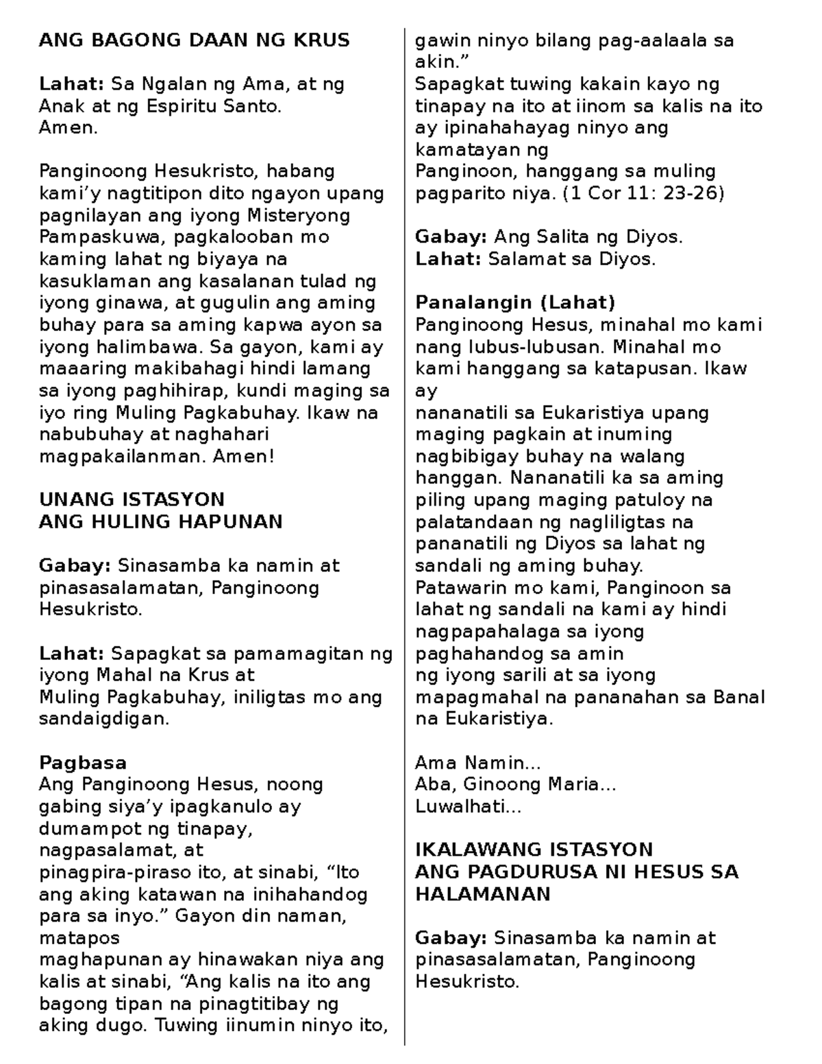 ANG Bagong DAAN NG KRUS - WAY OF CROSS - ANG BAGONG DAAN NG KRUS Lahat ...