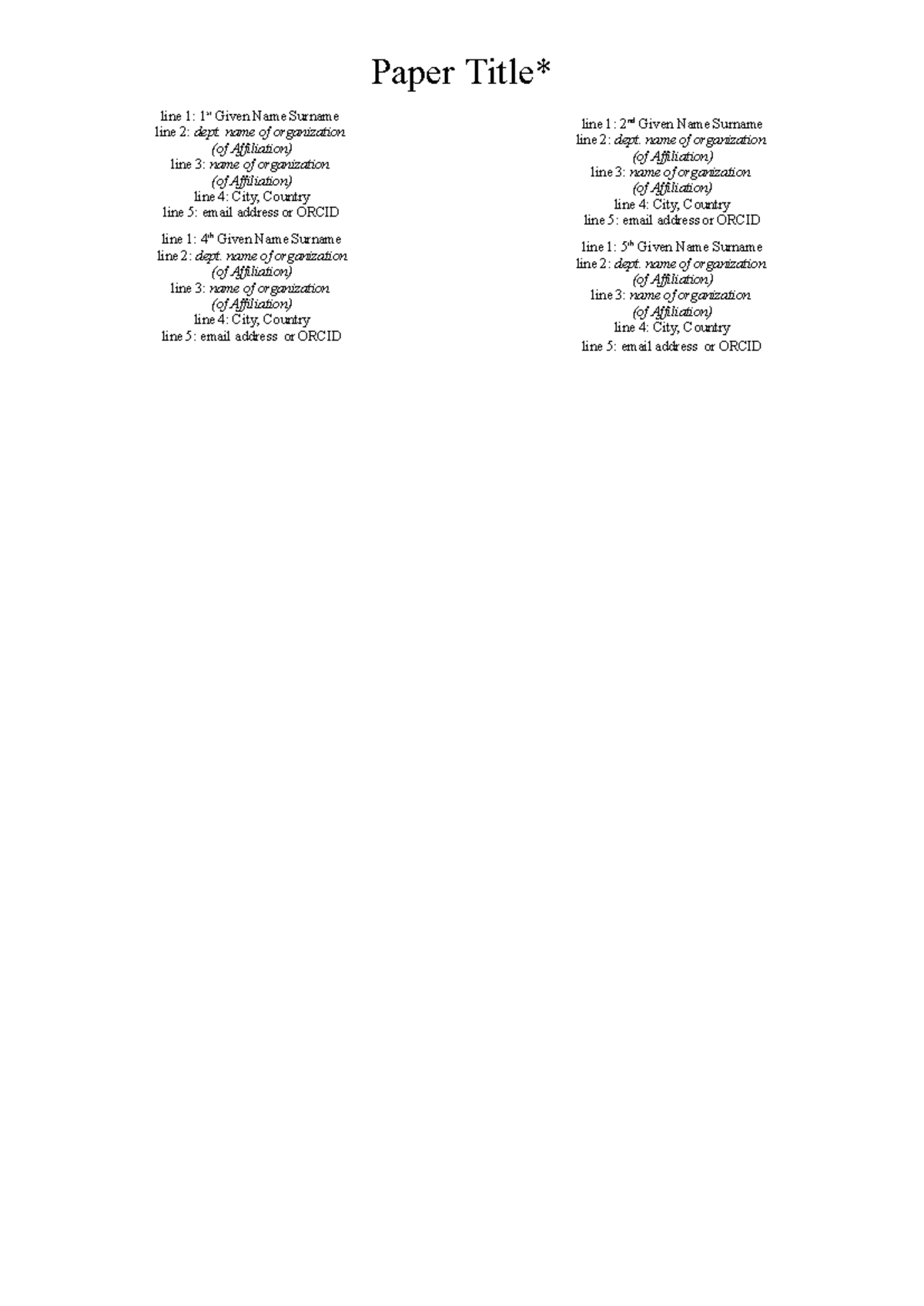 IEEE Format - Equations - Paper Title* line 1: 1st Given Name Surname ...