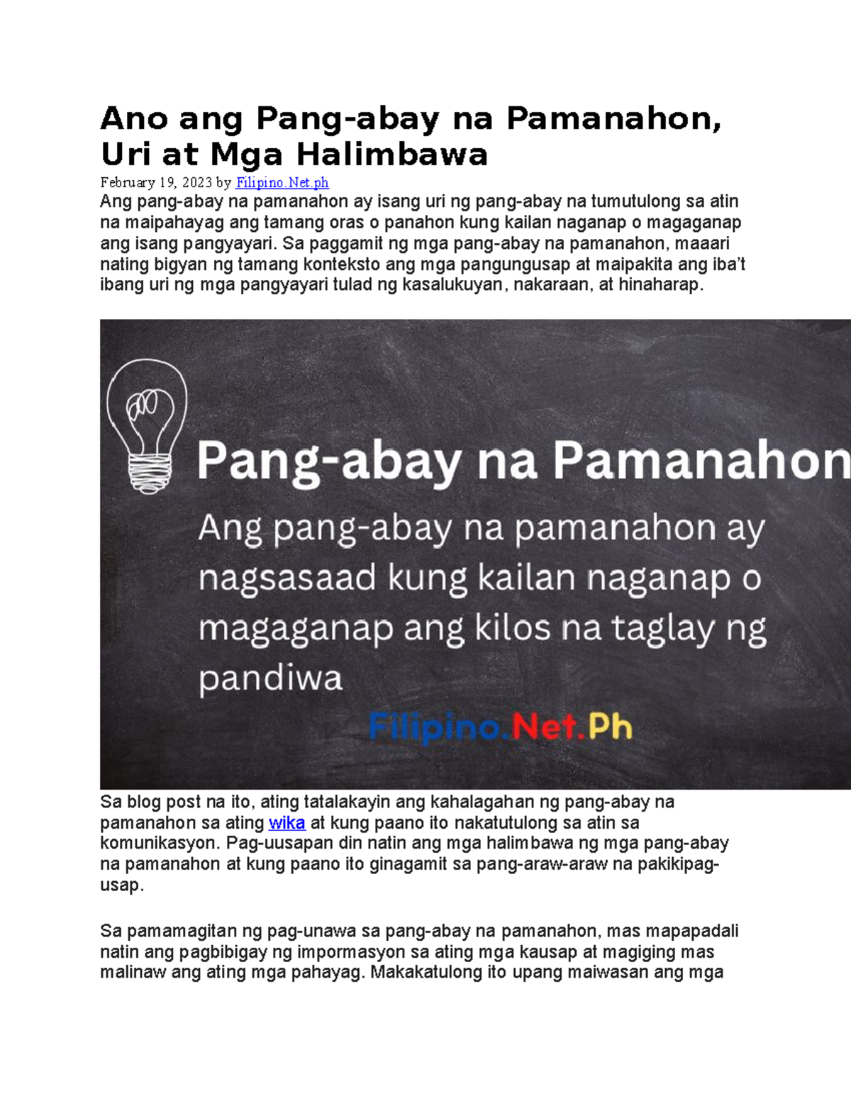 Mga Pang Abay Na Pamanahon Halimbawa Pang Abay Na Paman – NBKomputer