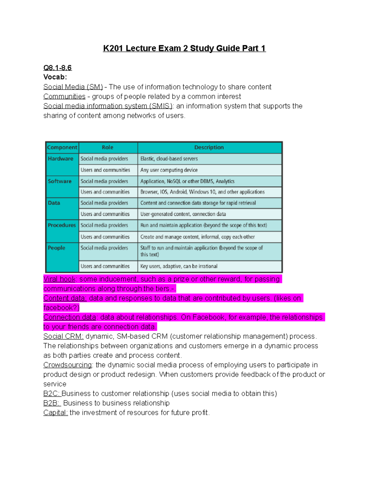 BUS-K 201 Lecture Exam 2 Study Guide Part 1 - K201 Lecture Exam 2 Study ...