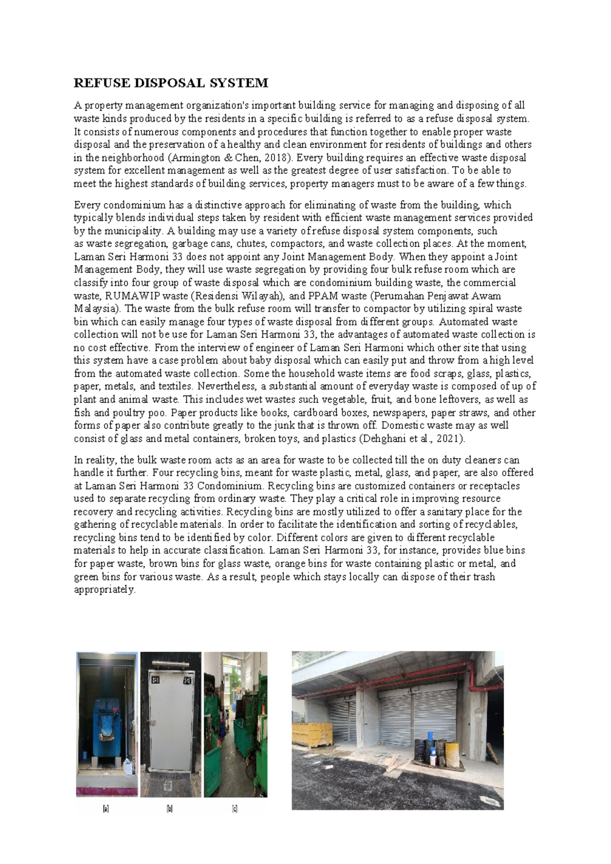 RES 557 Refuse Disposal System assignment - REFUSE DISPOSAL SYSTEM A ...