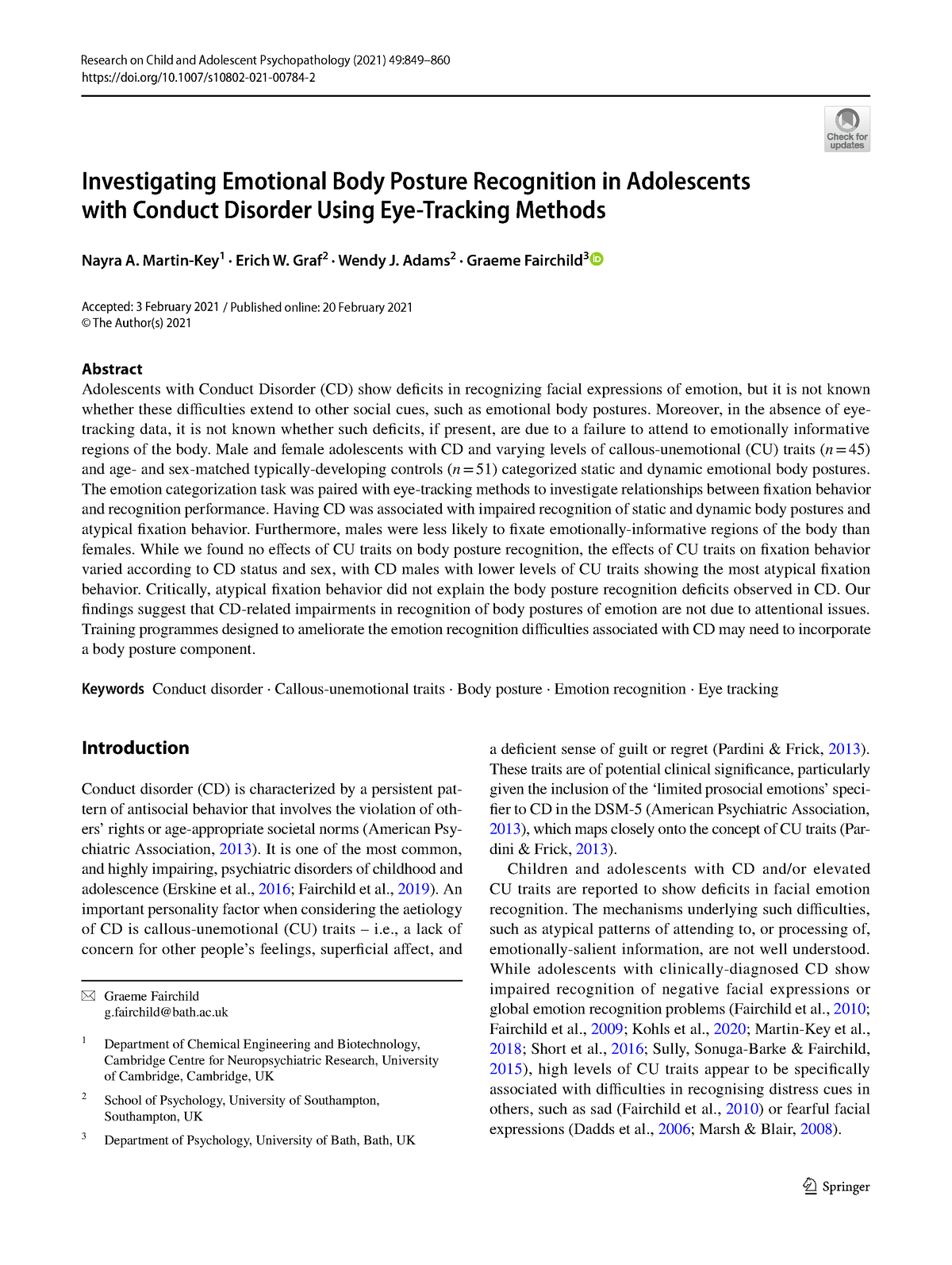 Investigating Emotional Body Posture Recognition in Adolescents - Vol ...