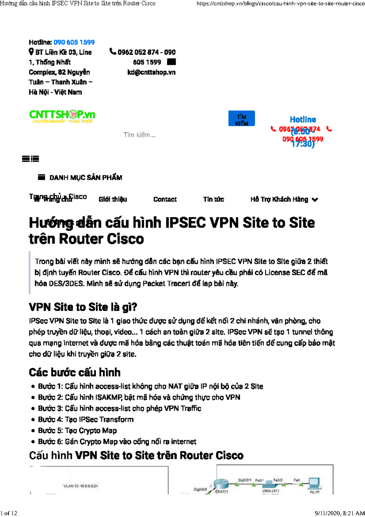 Hướng dẫn cấu hình Ipsec VPN Site to Site trên Router Cisco - Hướng dẫn ...