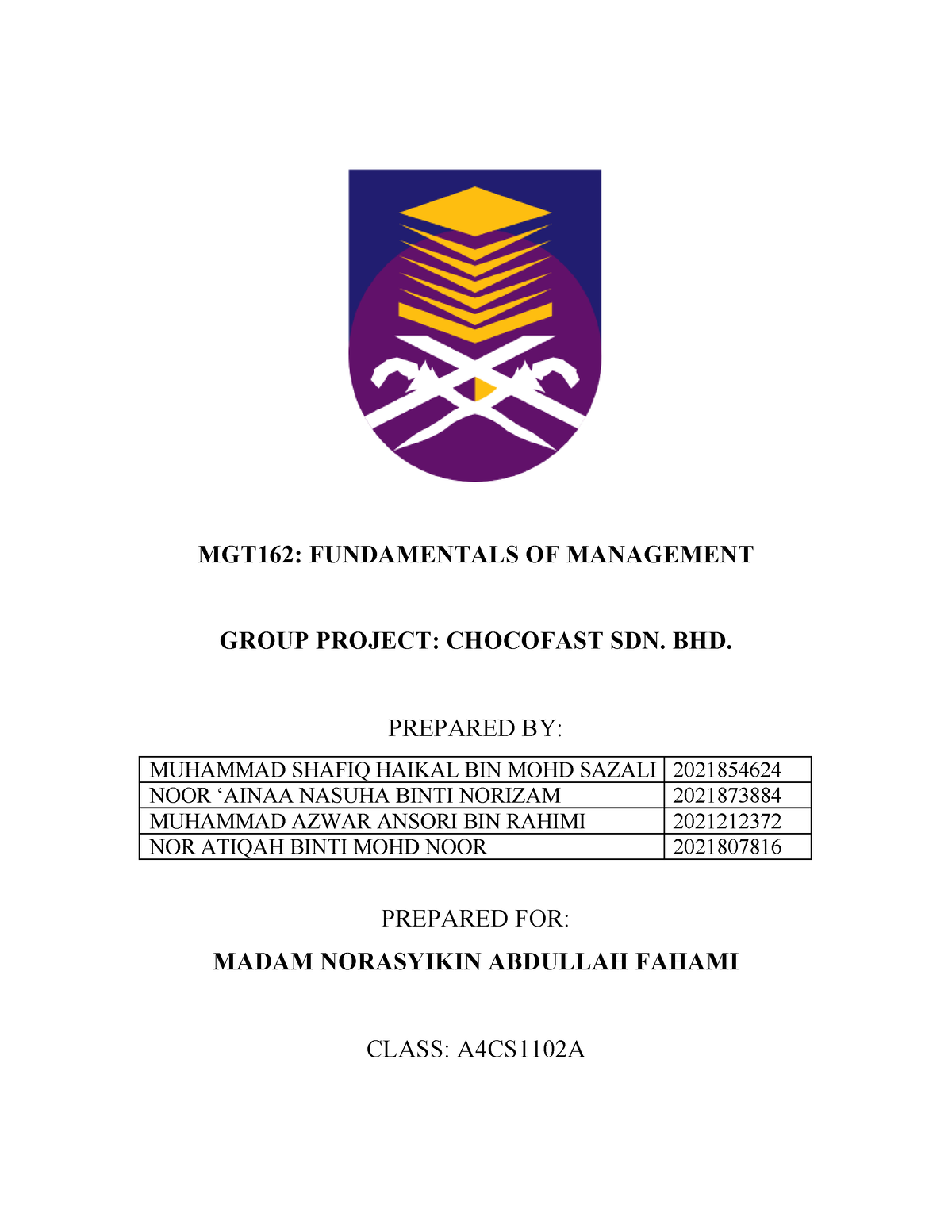 mgt162 group assignment uitm