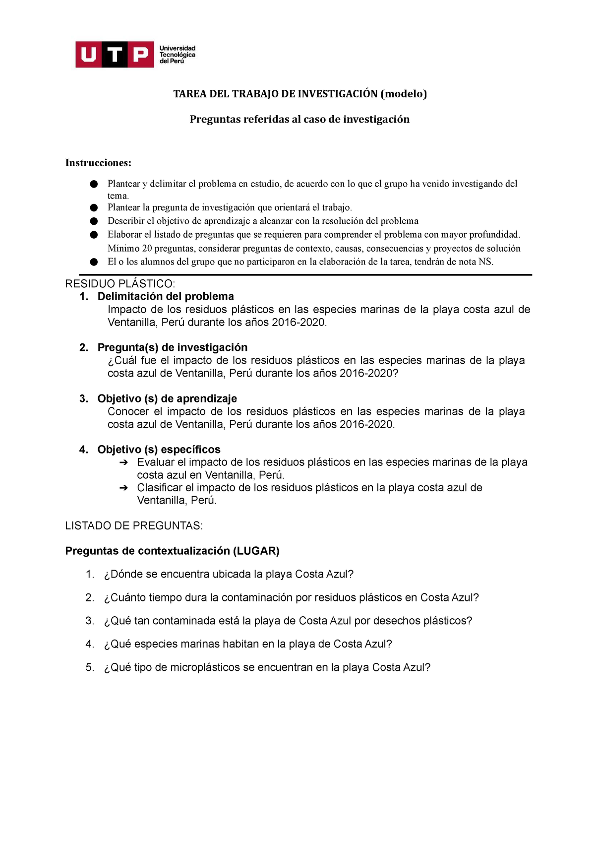 Semana 3- Tarea 1 - TAREA DEL TRABAJO DE INVESTIGACIÓN (modelo ...