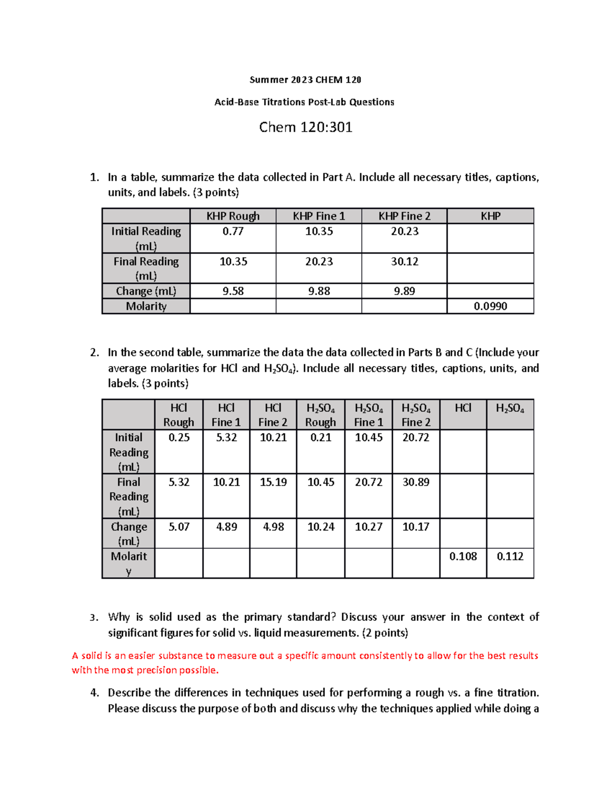 DQ AcidBase Titrations Summer 2023 CHEM 120 AcidBase Titrations