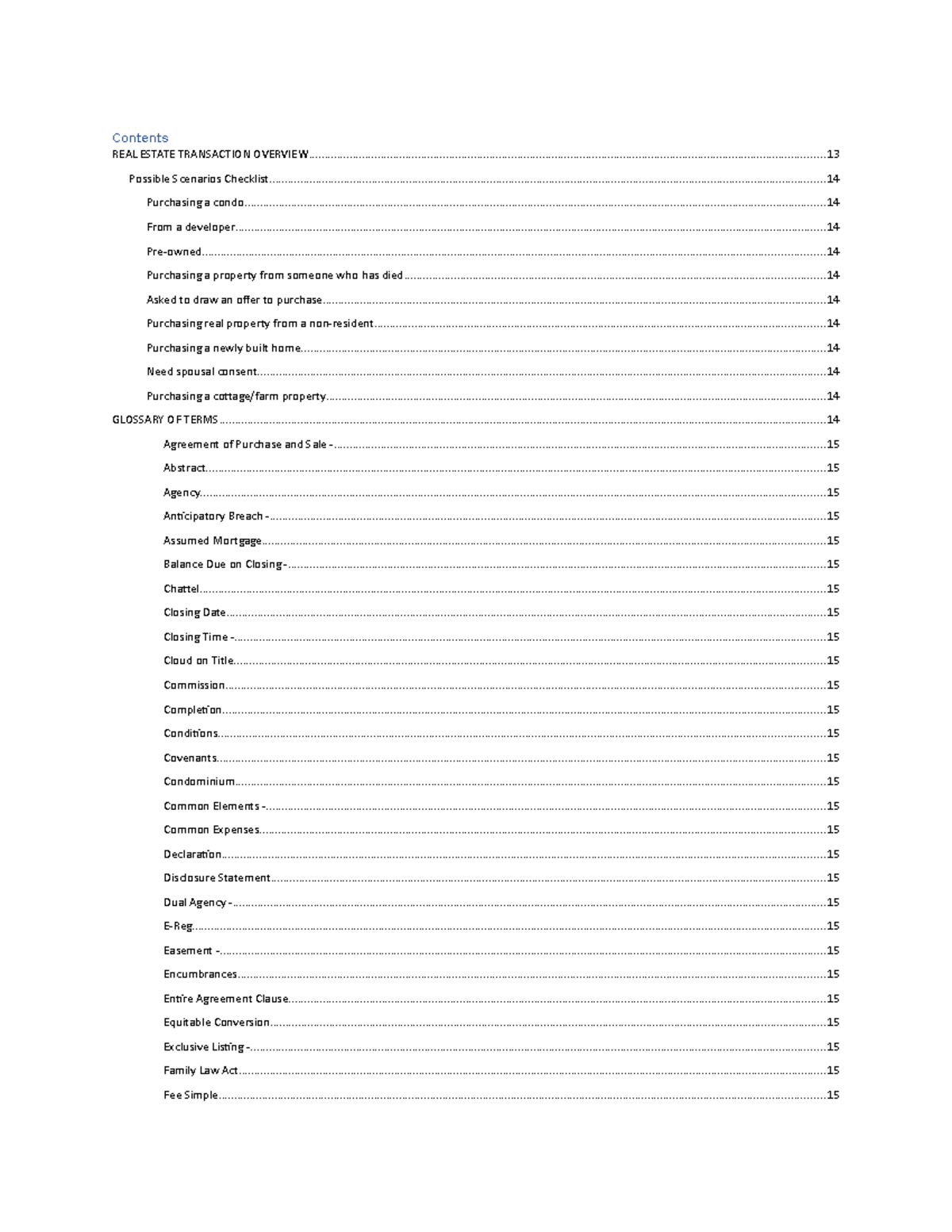 Real Estate Exam Final Outline - Contents REAL ESTATE TRANSACTION - Studocu