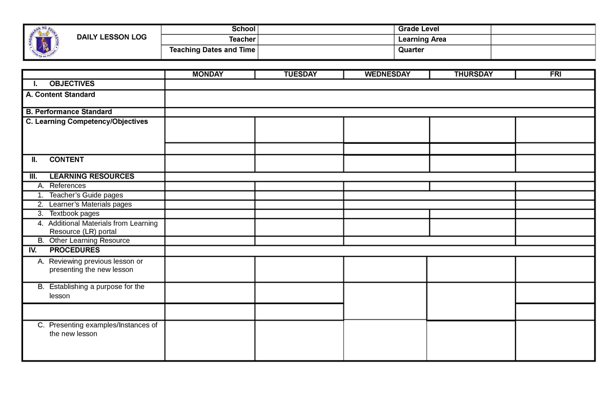 DLL Sample - This will help you in making daily lesson log. - DAILY ...