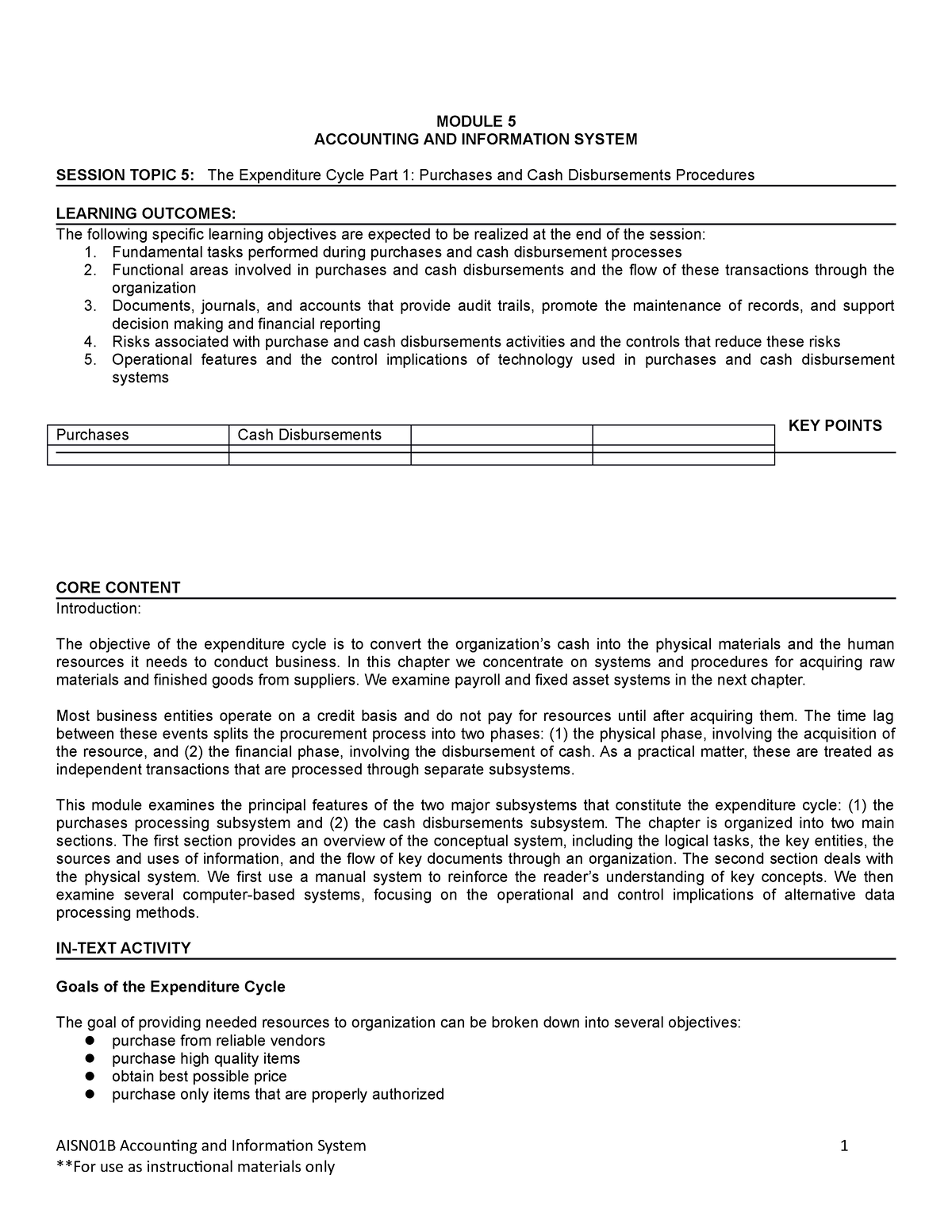 Module 05 - Accounting and Information Systems - MODULE 5 ACCOUNTING ...