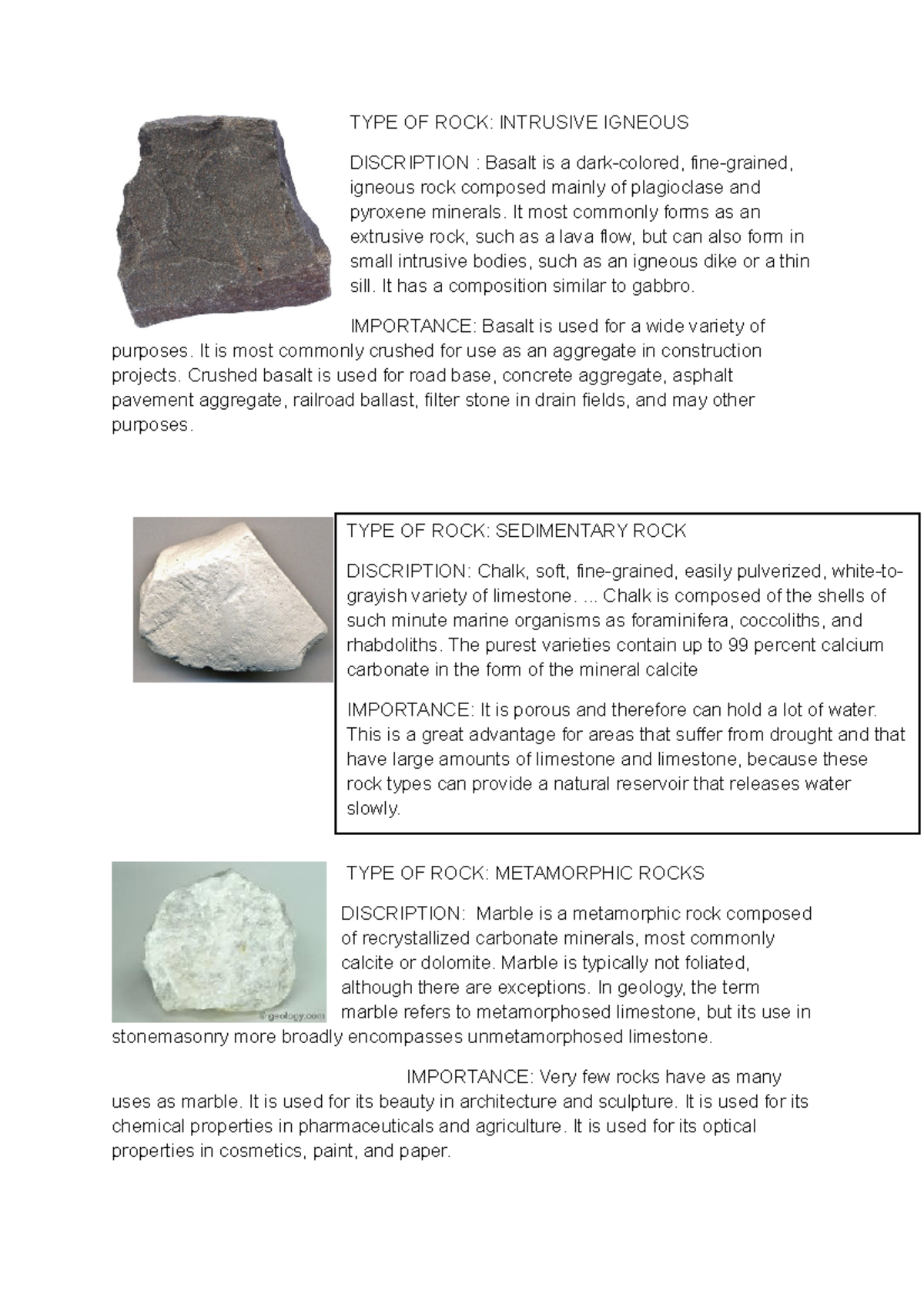 intrusive igneous rock examples