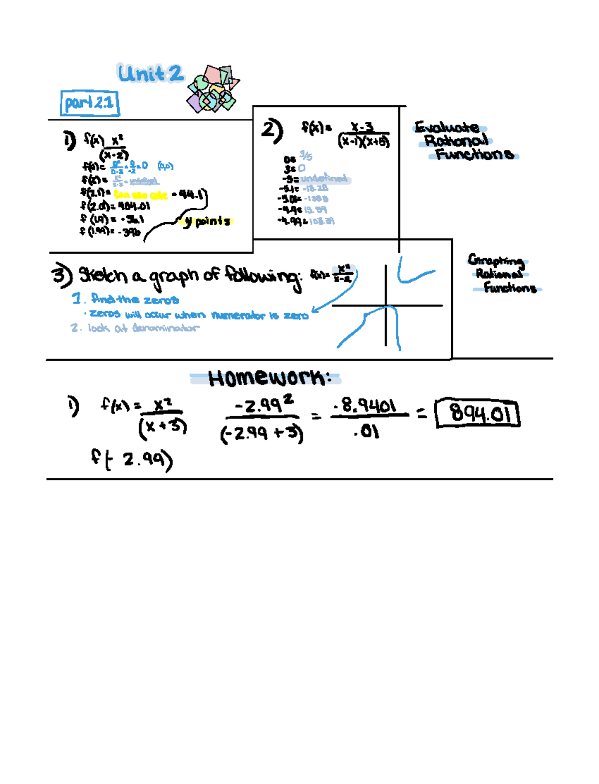 Unit 2 118 - Video notes and practice - Unit Z parts D FYI Rational 315 ...
