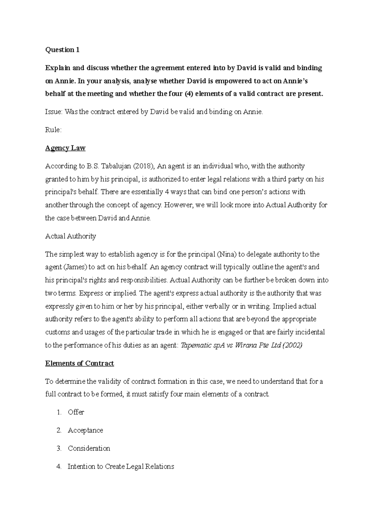 Jan 2018 Paper Answers - Question 1 Explain and discuss whether the ...