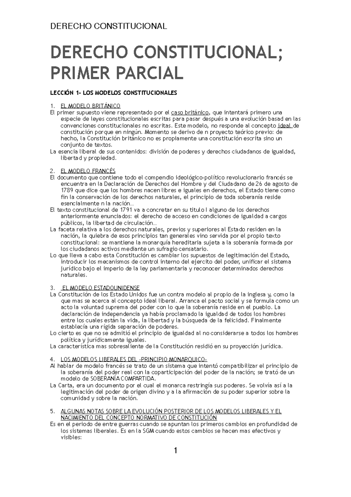 Derecho Constitucional Primer Parcial - DERECHO CONSTITUCIONAL DERECHO ...