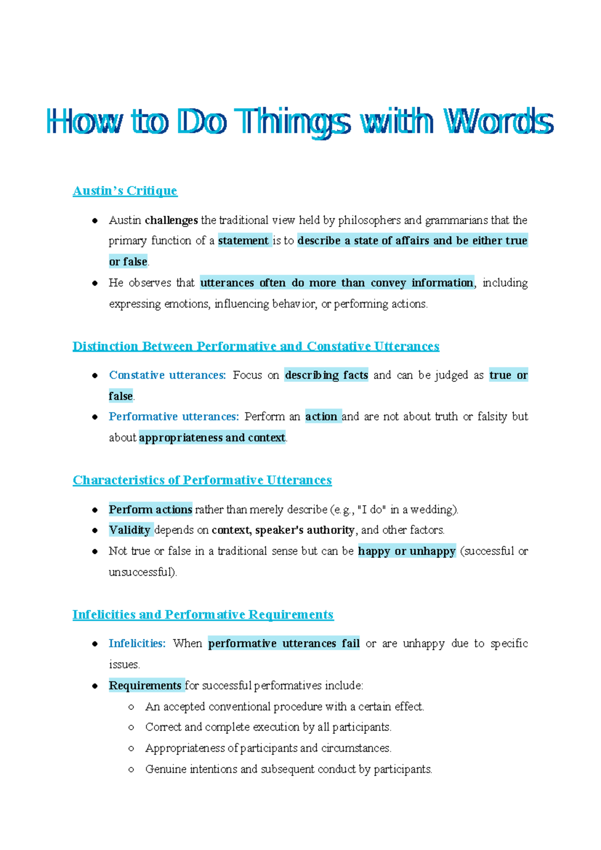 jl austin how to do things with words