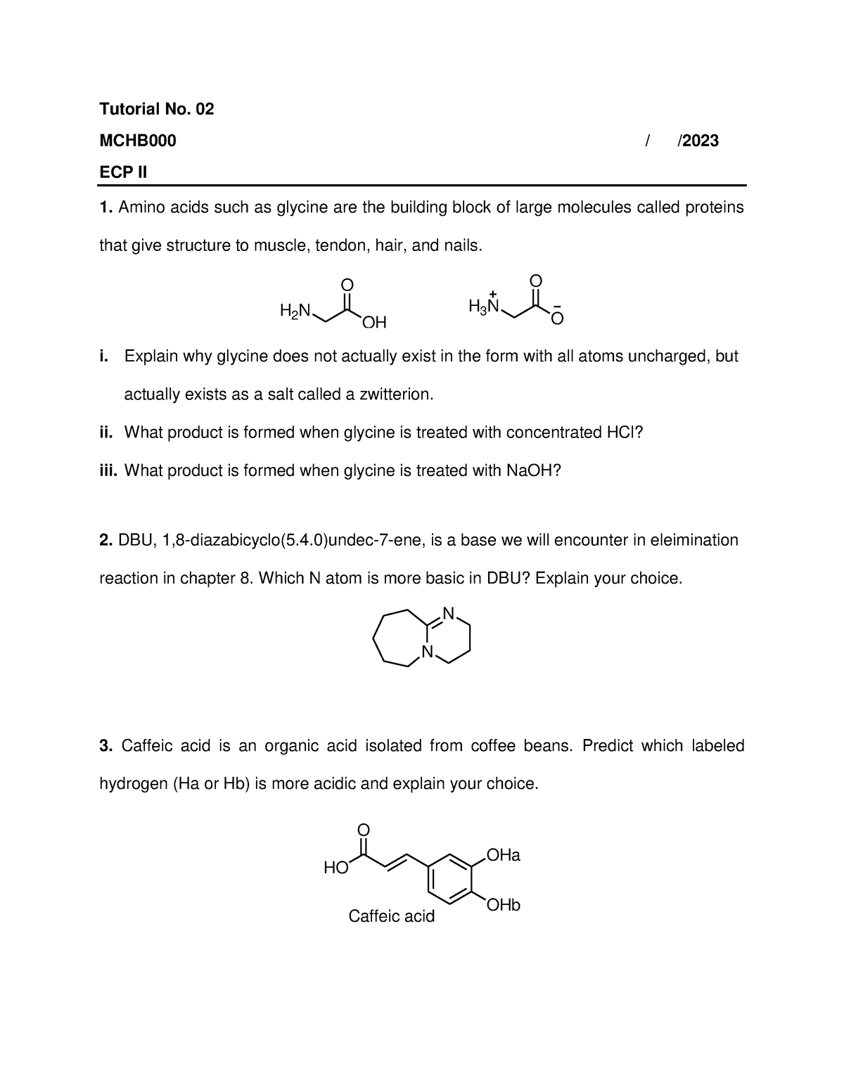 Tutorial test No 2 - QUESTIONS - Tutorial No. 02 MCHB000 / / ECP II ...