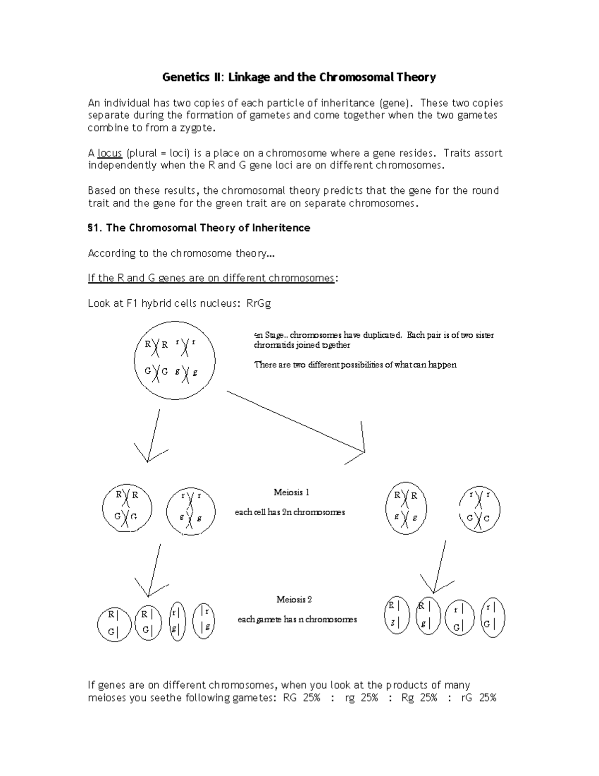 Genetics 2 - Genetics II: Linkage And The Chromosomal Theory An ...