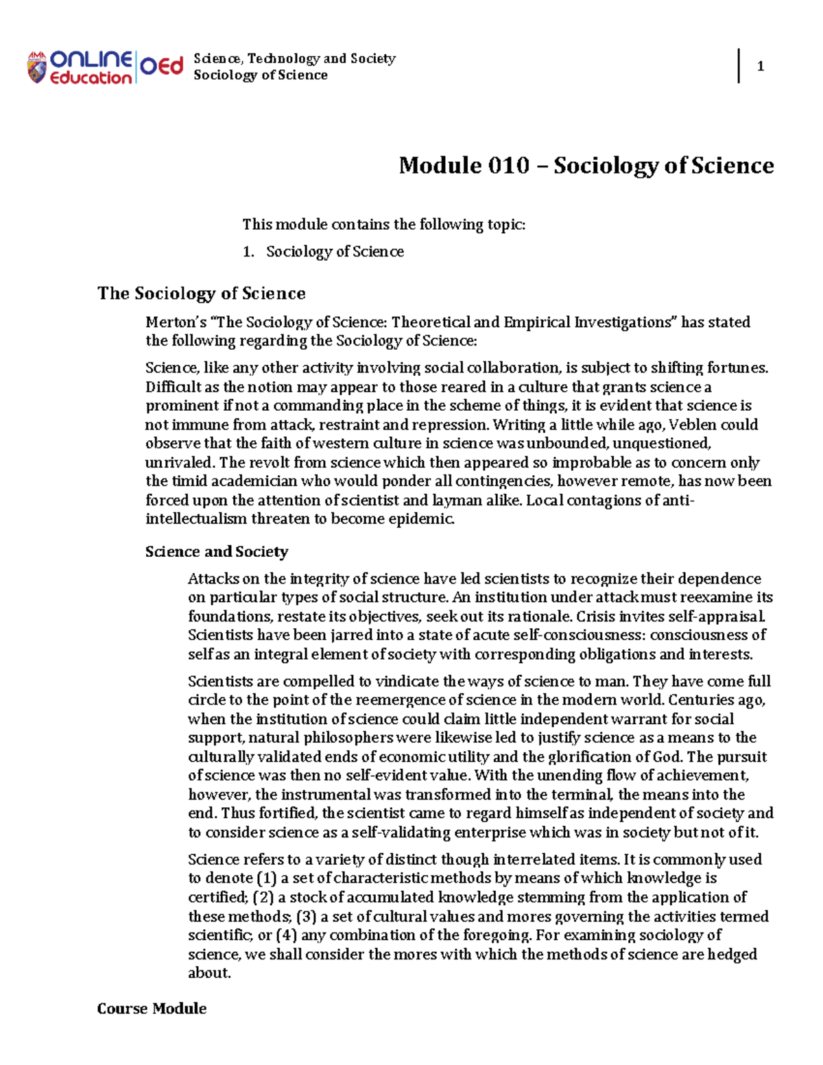 STS module for lazy ass students