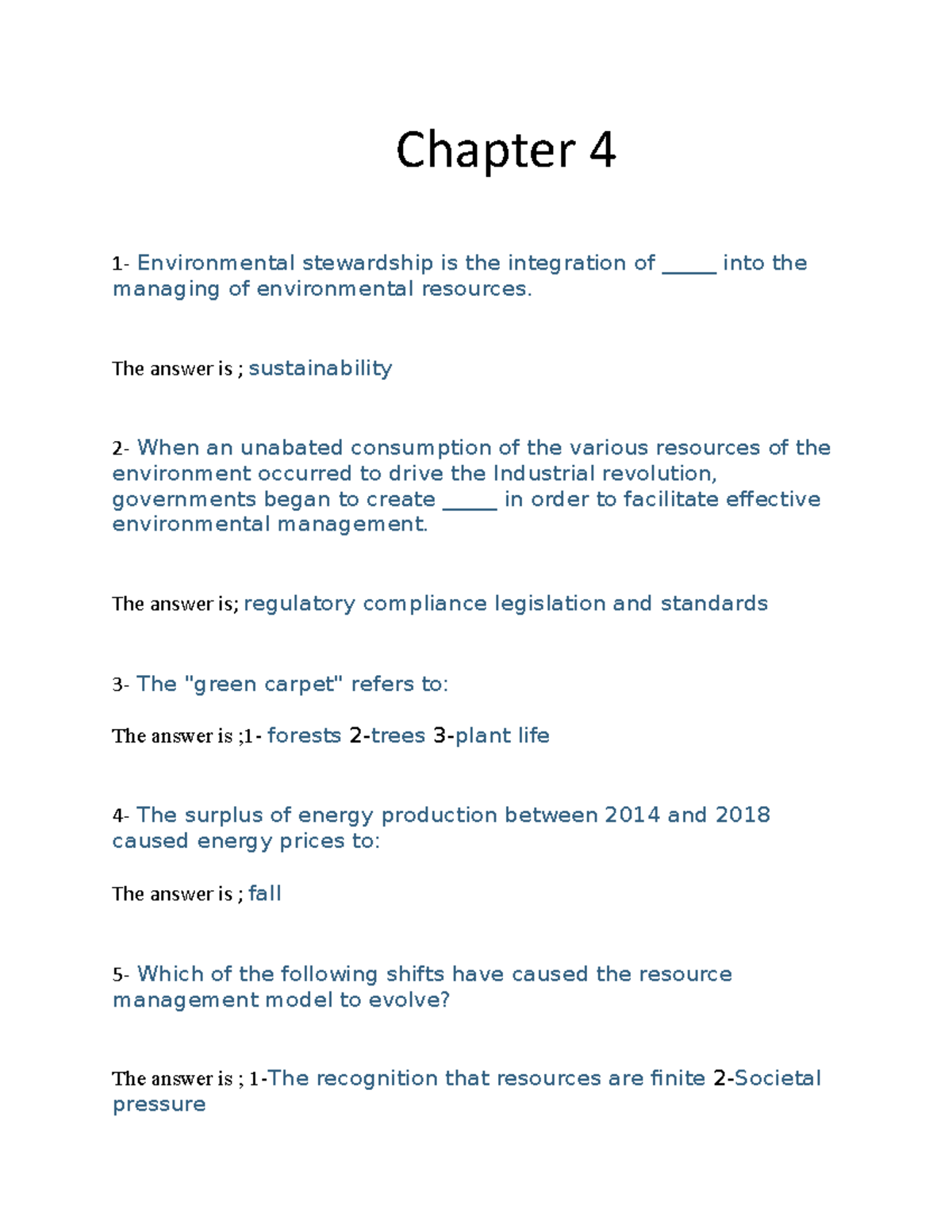 Chapter 4 Assignment For Intro To B - Chapter 4 1- Environmental ...