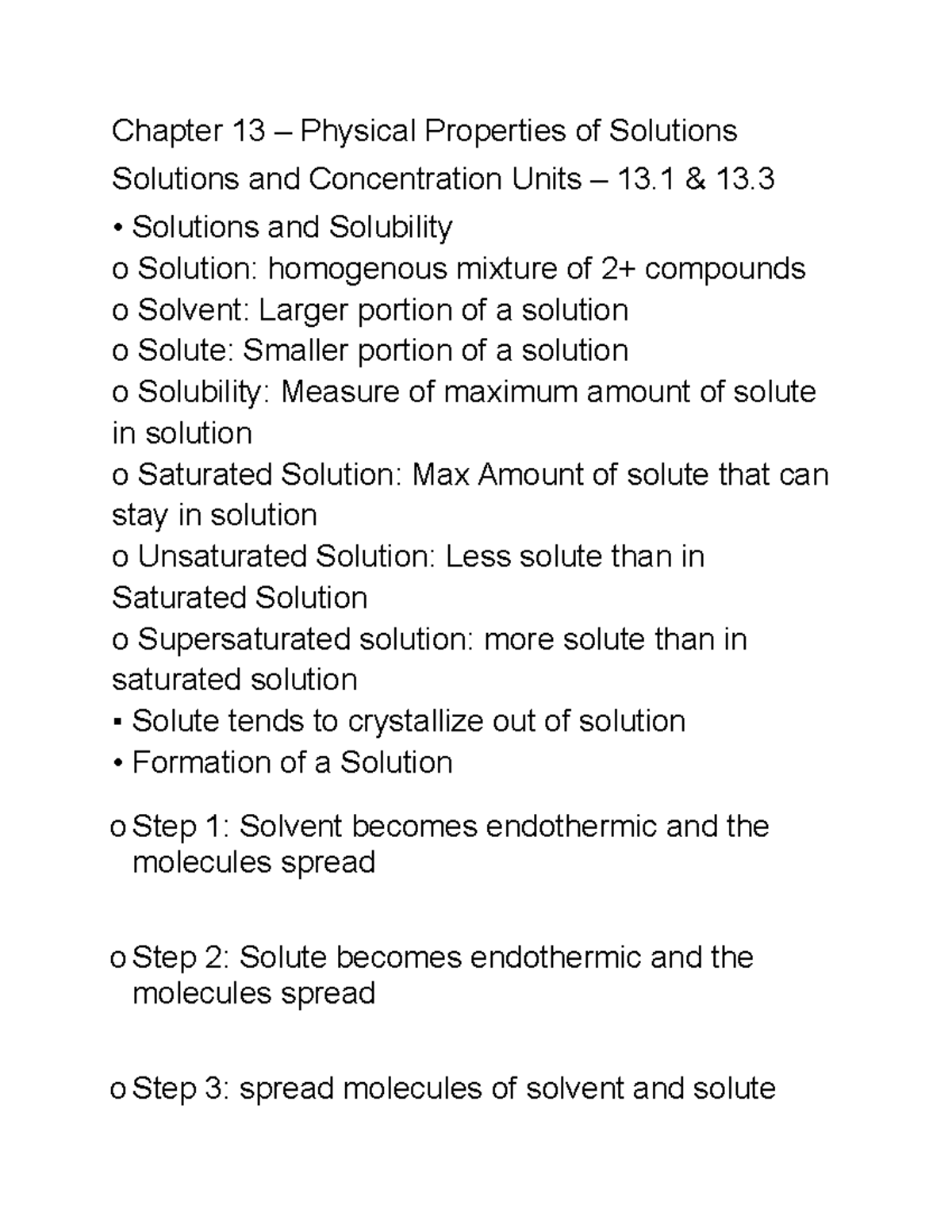 Chapter 13 Physical Properties of Solutions Chapter 13 Physical
