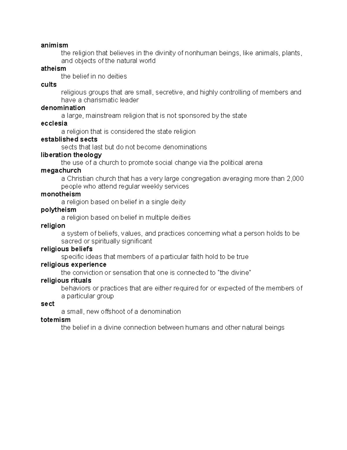 Chapter 15 Vocab - animism the religion that believes in the divinity ...