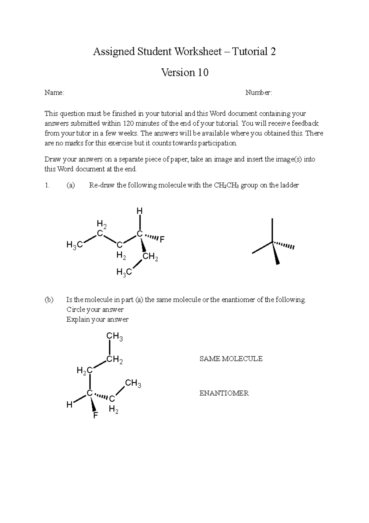 Paper Exercise 1 10 important Assigned Student Worksheet Tutorial
