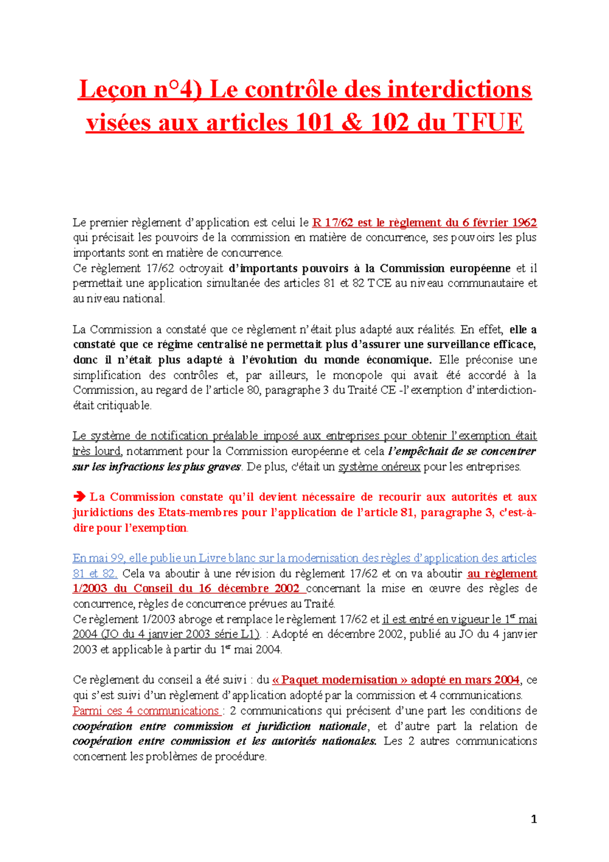 Le contrôle des interdictions visées aux articles 101 et 102 du TFUE ...