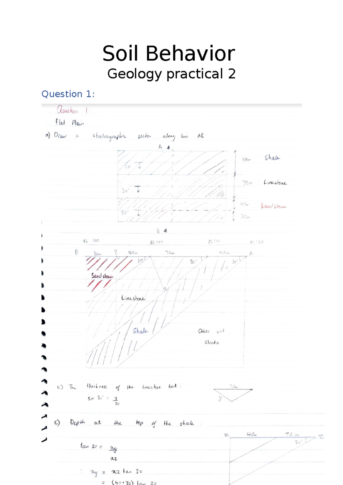 Soil Behavior - Geo Prac 2 - Soil Behavior Geology Practical 2 Question ...