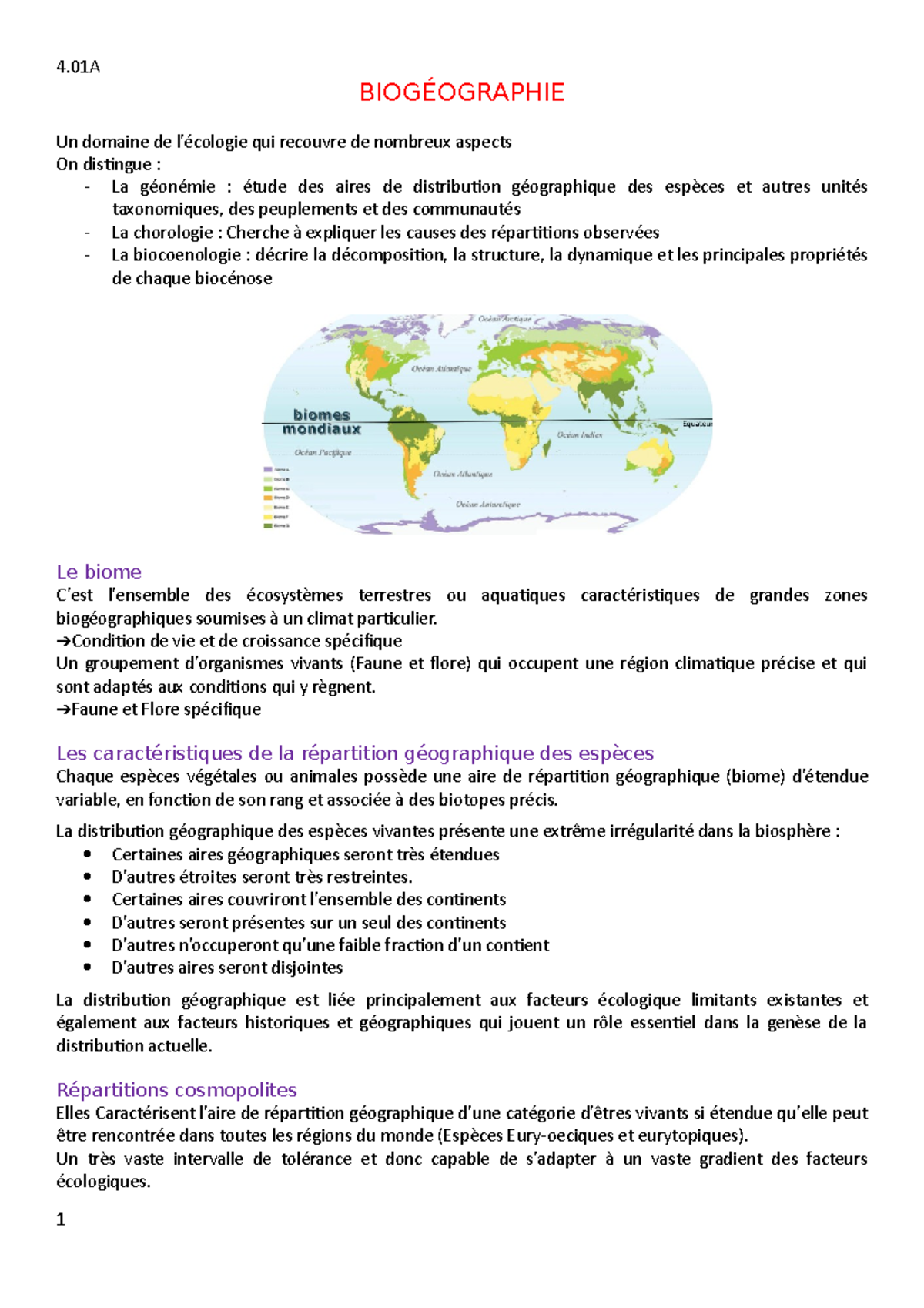 Biogéographie - cours CM - BIOGÉOGRAPHIE Un domaine de l’écologie qui ...