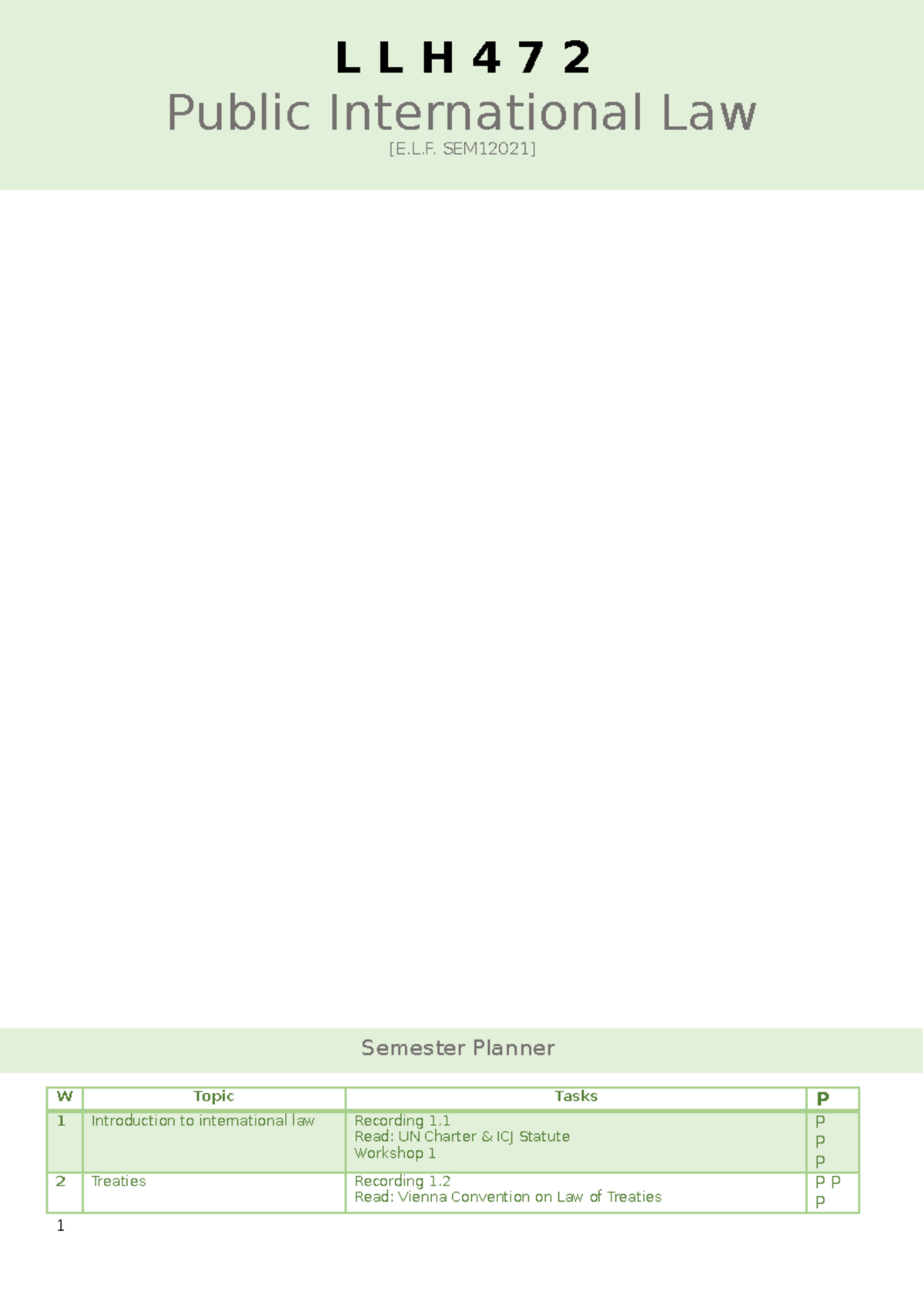LLH472 Public International Law SEM1 2021 Module 1 Notes - ####### W ...