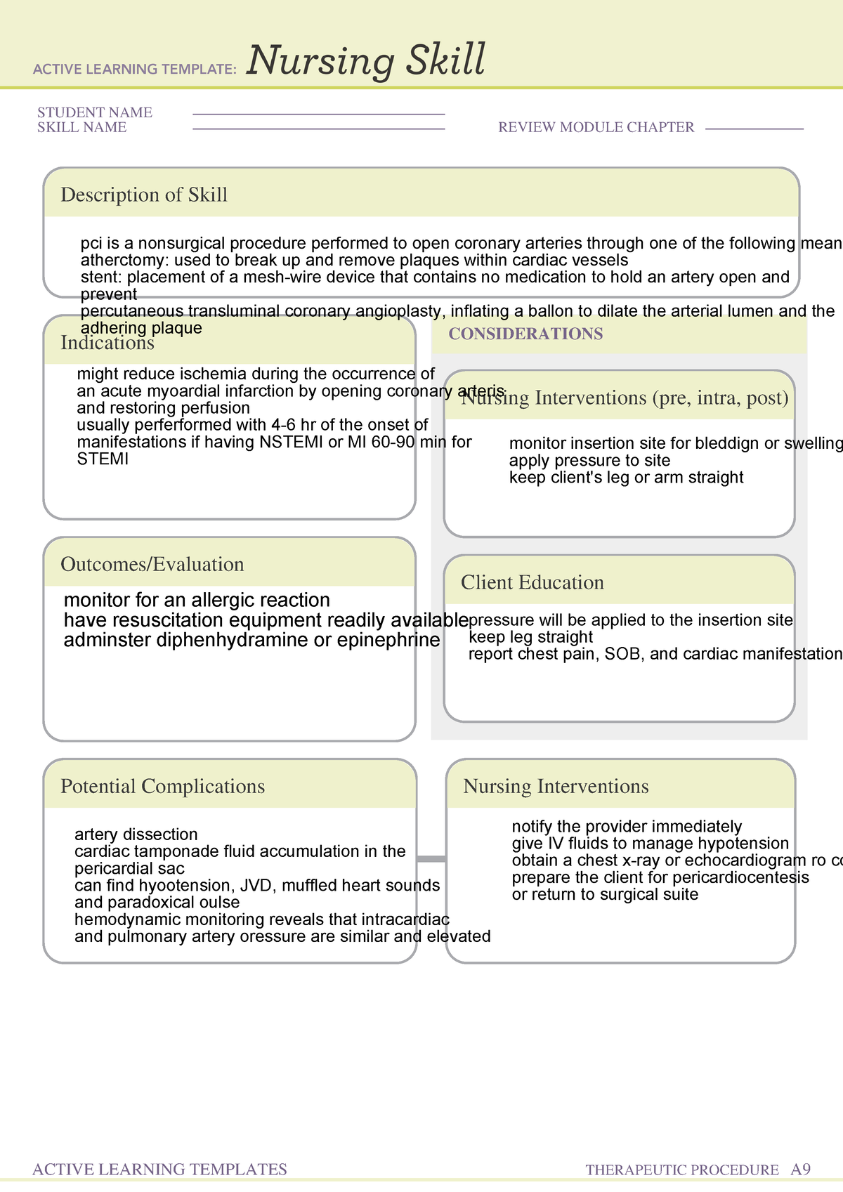 Nursing Skill form - ati assignment - STUDENT NAME SKILL NAME REVIEW ...