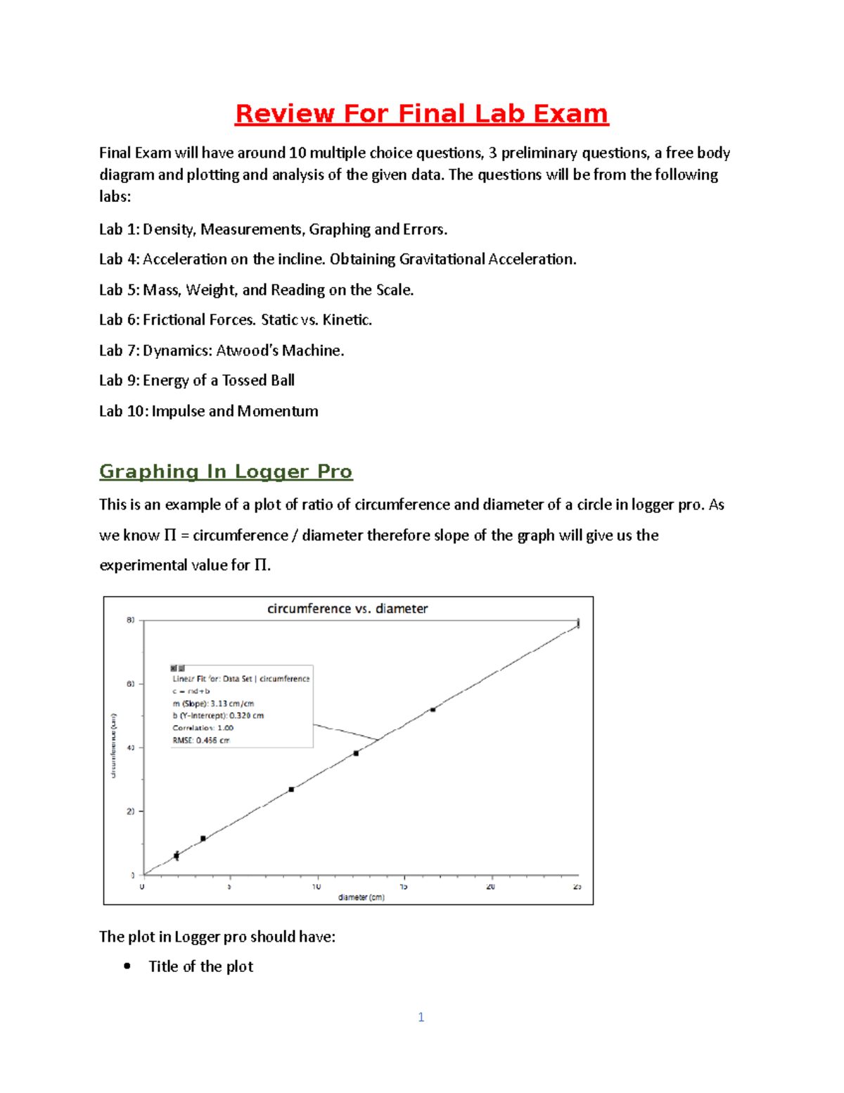 Review For Final Lab Exam - Review For Final Lab Exam Final Exam Will ...