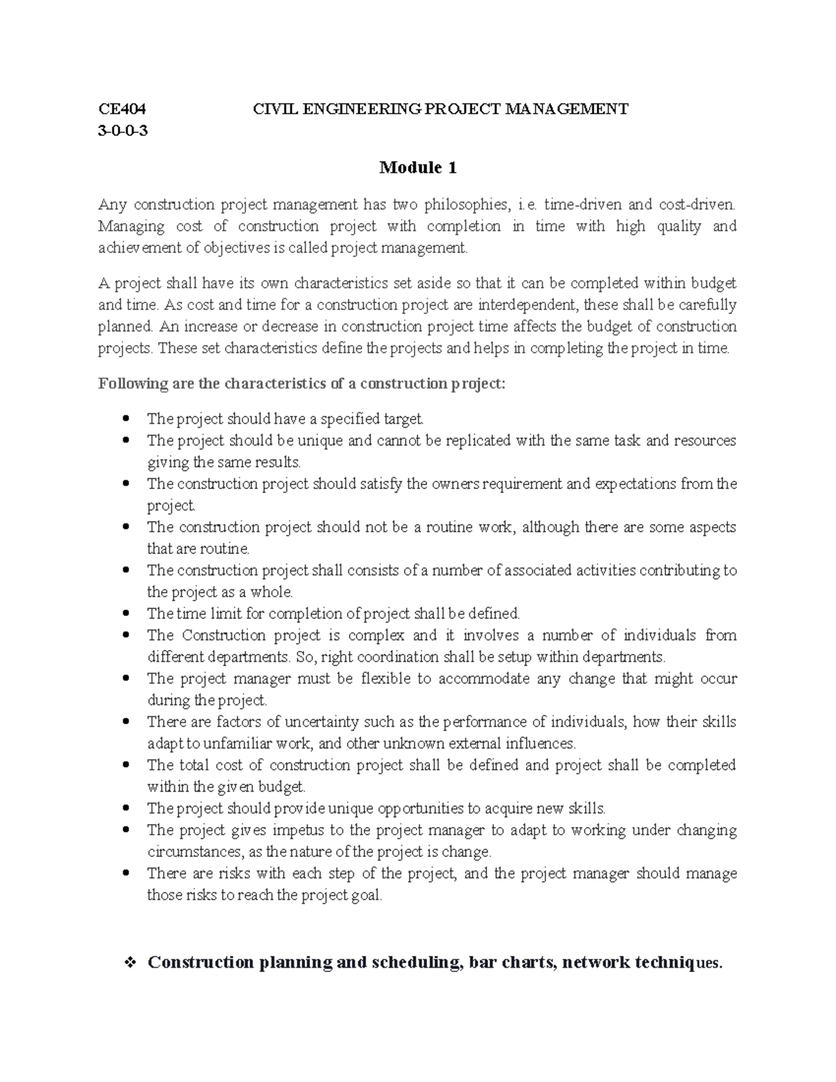 module-1-ce404-civil-engineering-project-management-3-0-0-module-1
