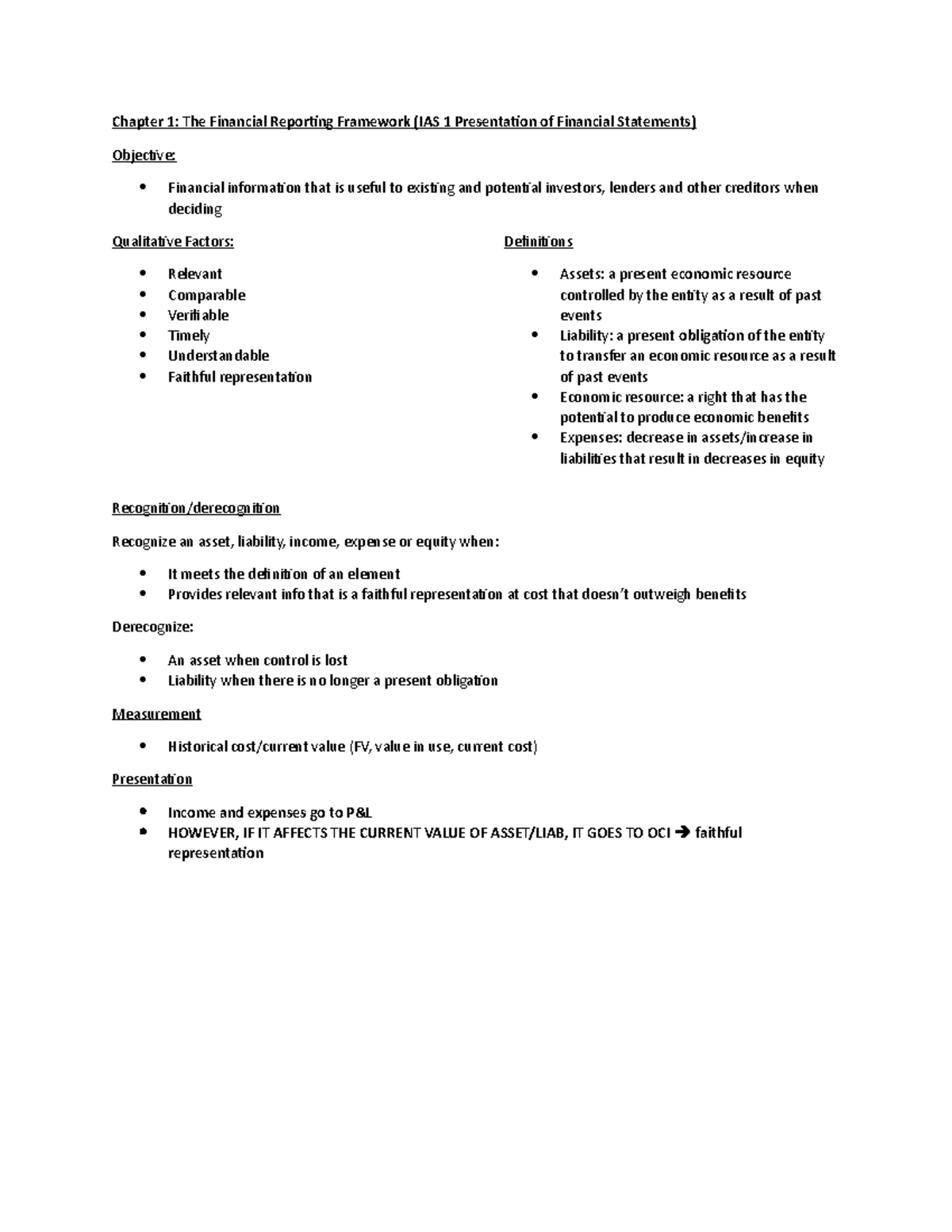 Revision Notes - Chapter 1: The Financial Reporting Framework (IAS 1 ...