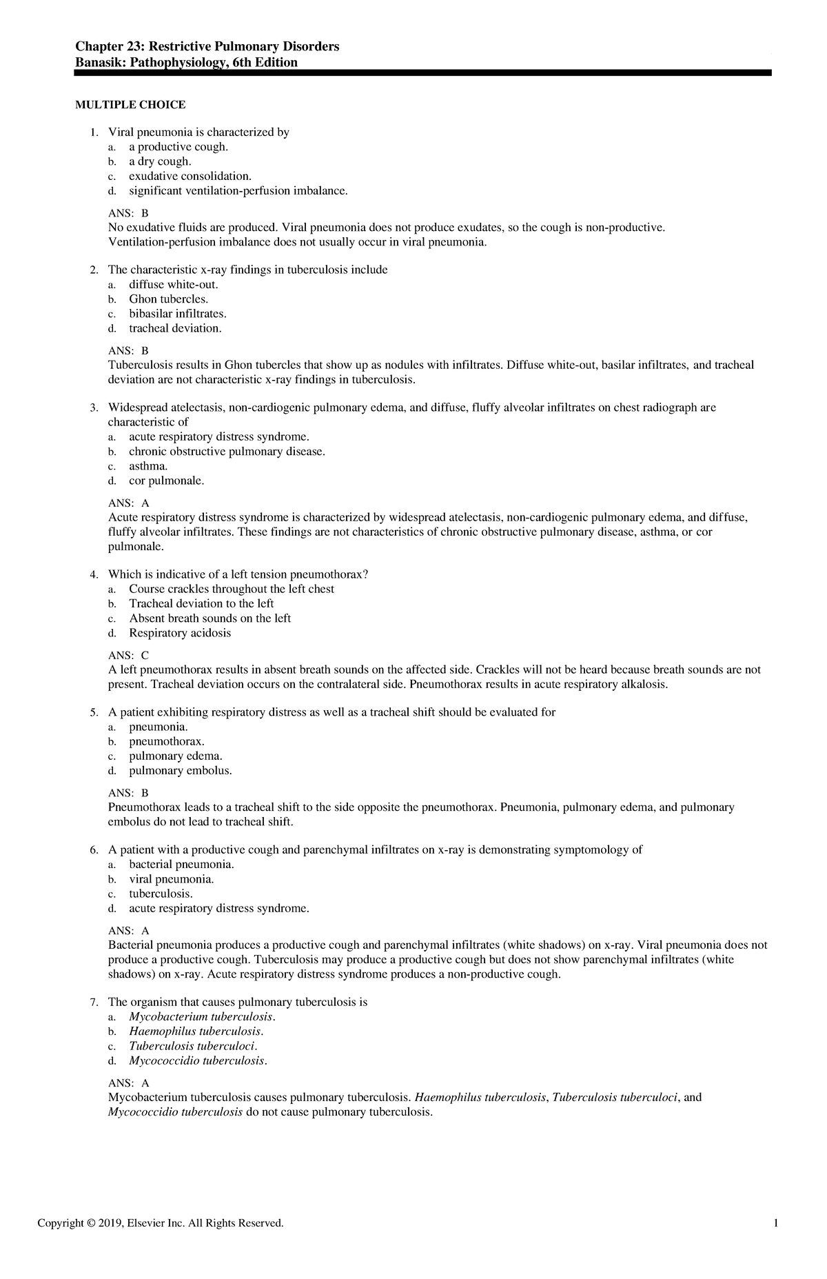 Exam View - Chapter 23 - Chapter 23: Restrictive Pulmonary Disorders ...