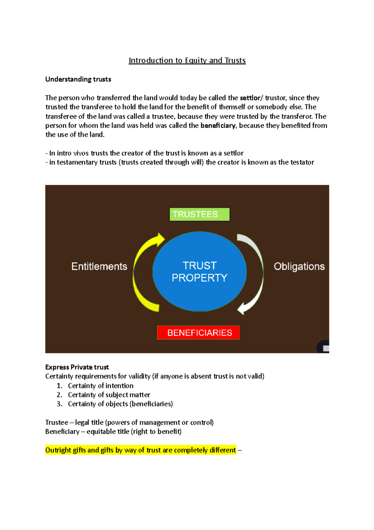Introduction to Equity and Trusts - LAW5003 - QMUL - Studocu