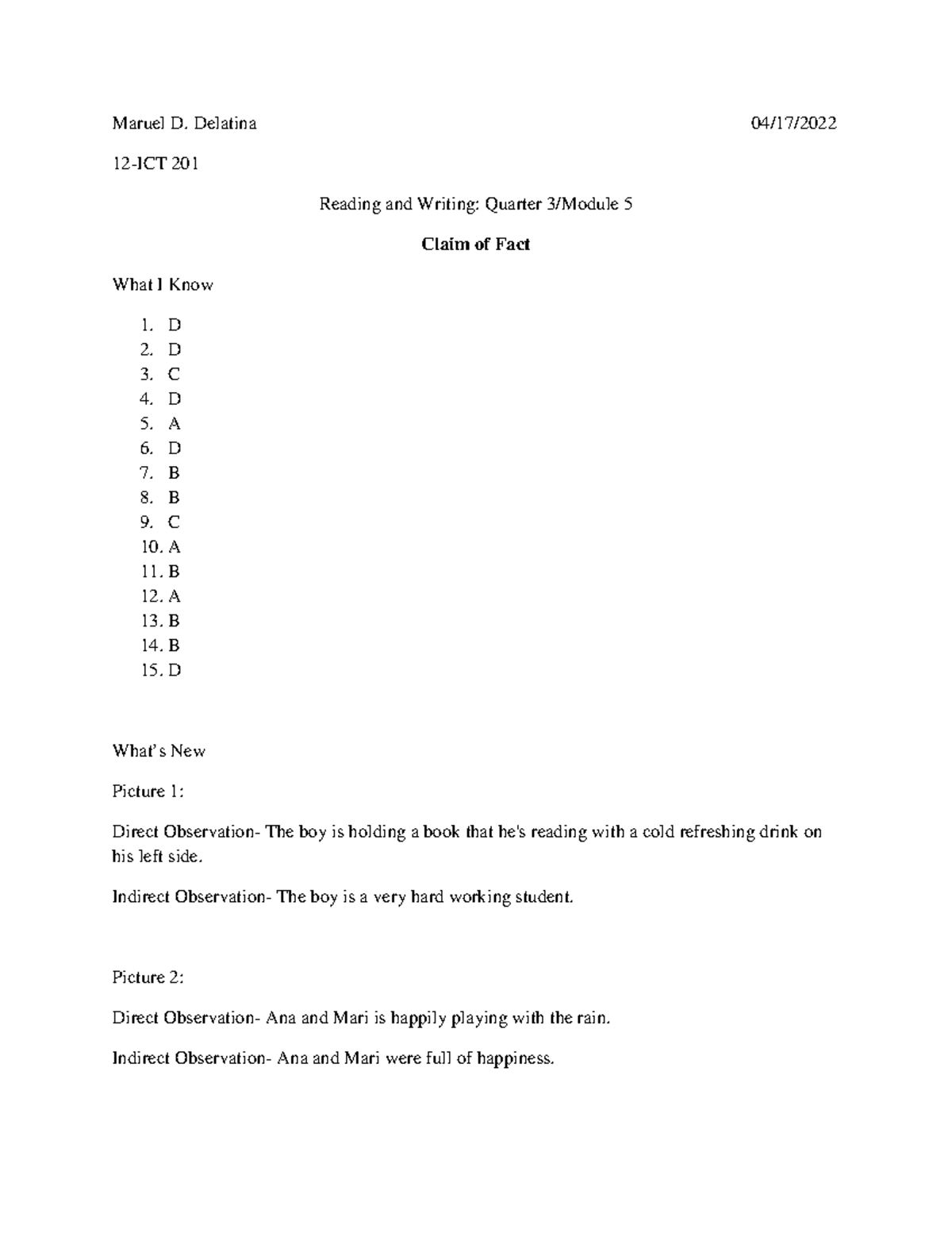 Reading And Writing Quarter 3 Module 5 Answer key: Explicit and ...