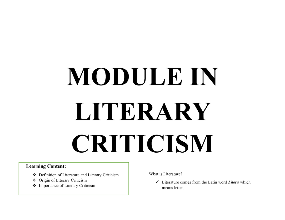 document-module-in-literary-criticism-learning-content-definition-of