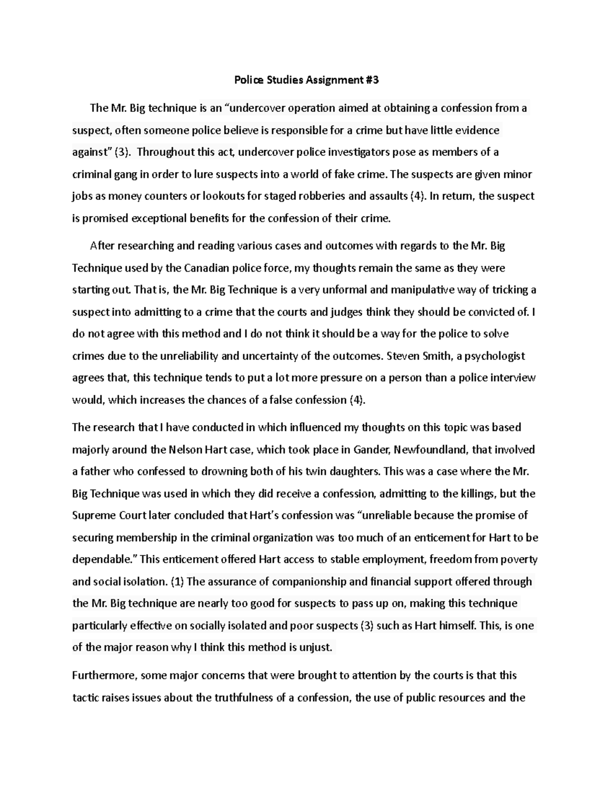 Police Studies Assignment 3 - Big technique is an operation aimed at ...