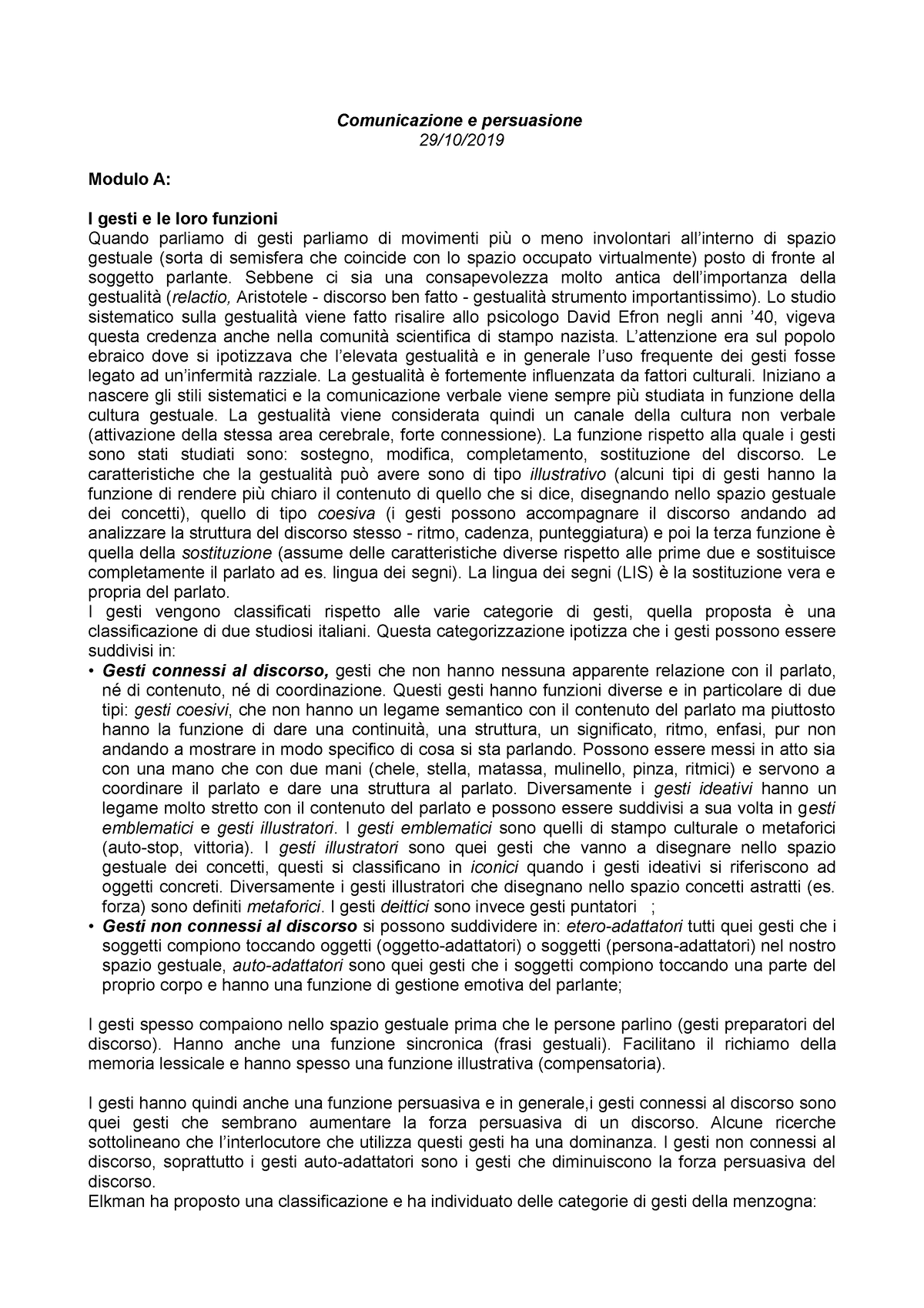 Appunti Comunicazione A-B - Comunicazione E Persuasione 29/10/ Modulo A ...