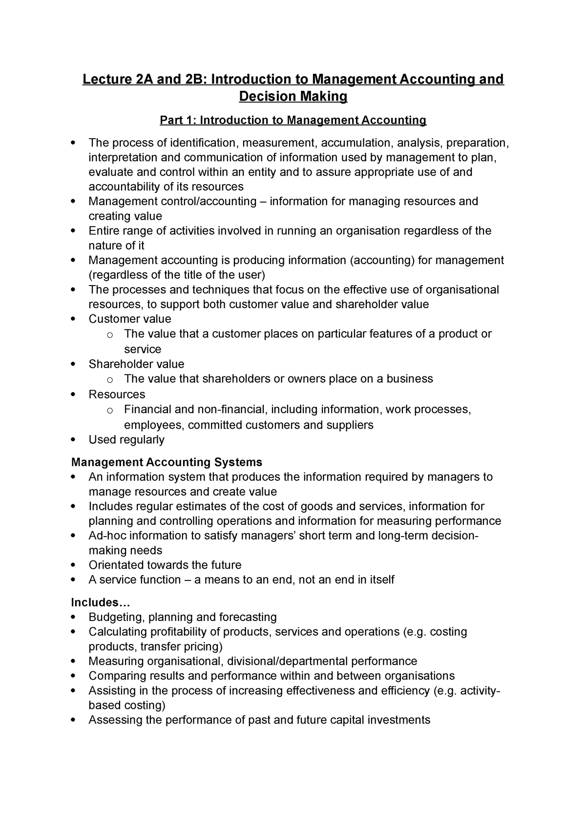 management accounting and decision making case study