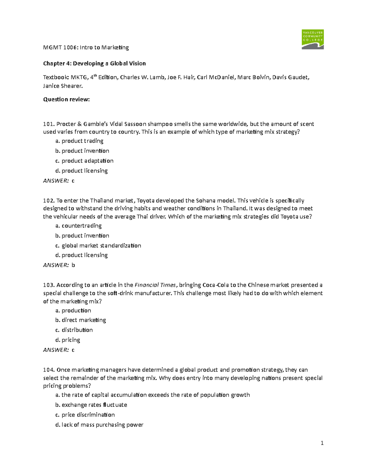 Marketing Mix Strategies and Global Market Challenges - Studocu