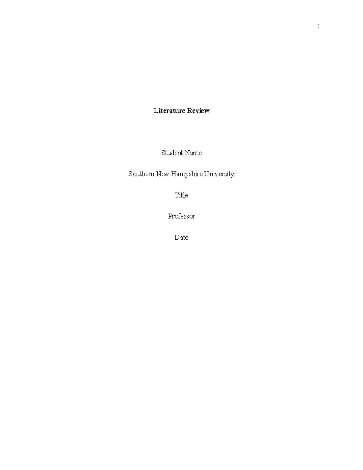 PSY Final Paper - Helpful - Literature Review Student Name Southern New ...