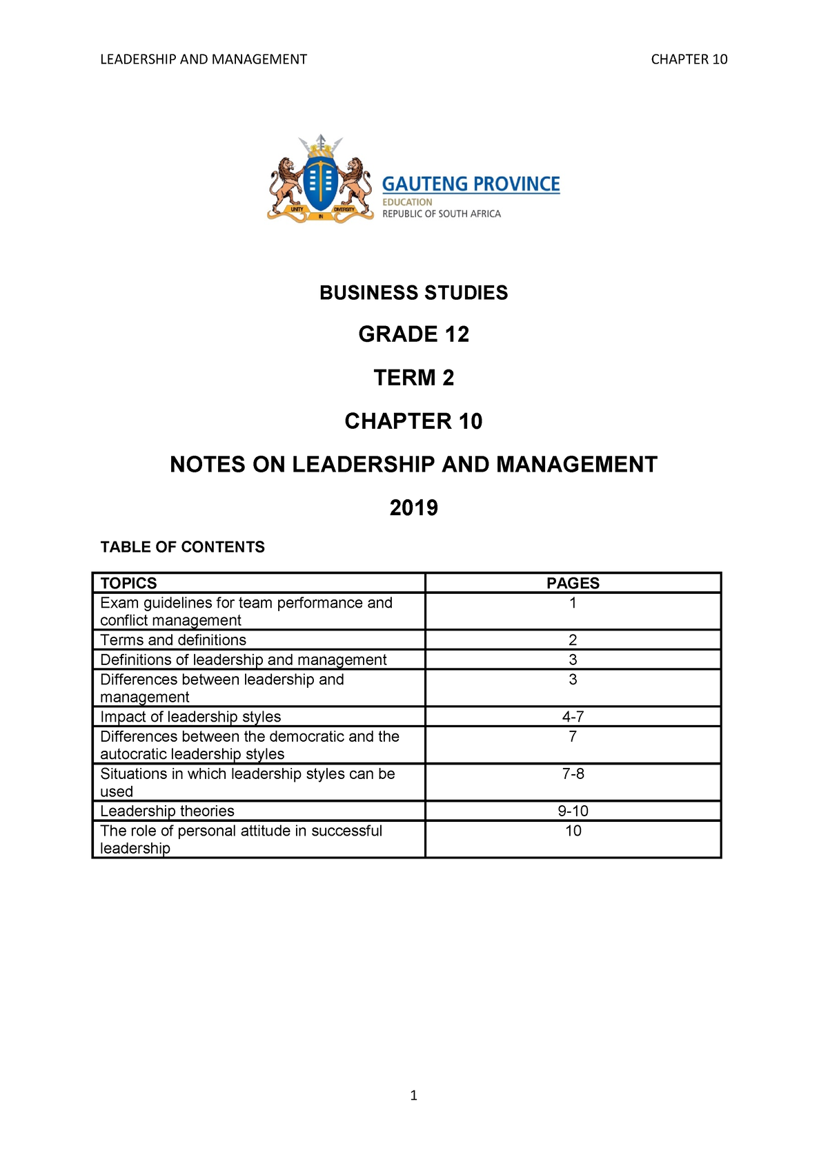 business studies grade 12 presentation notes pdf