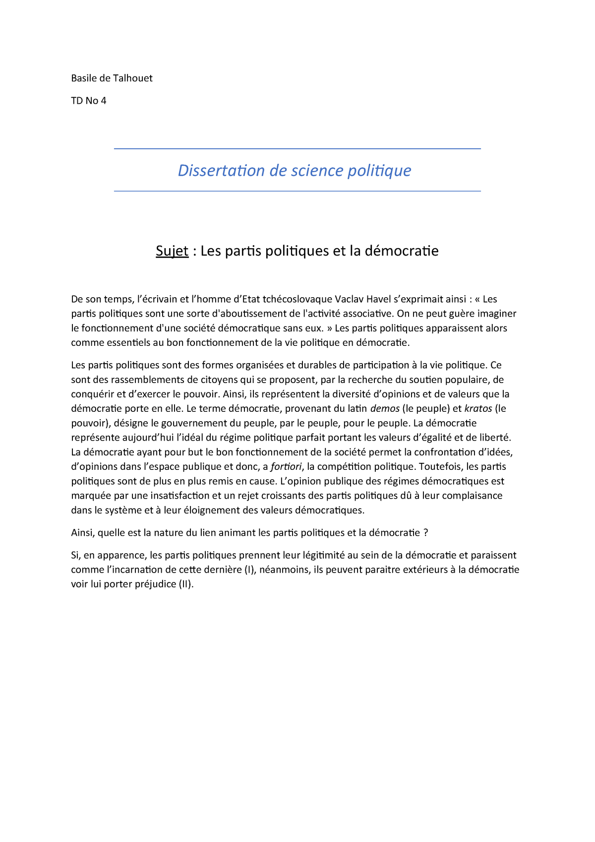dissertation science politique exemple pdf